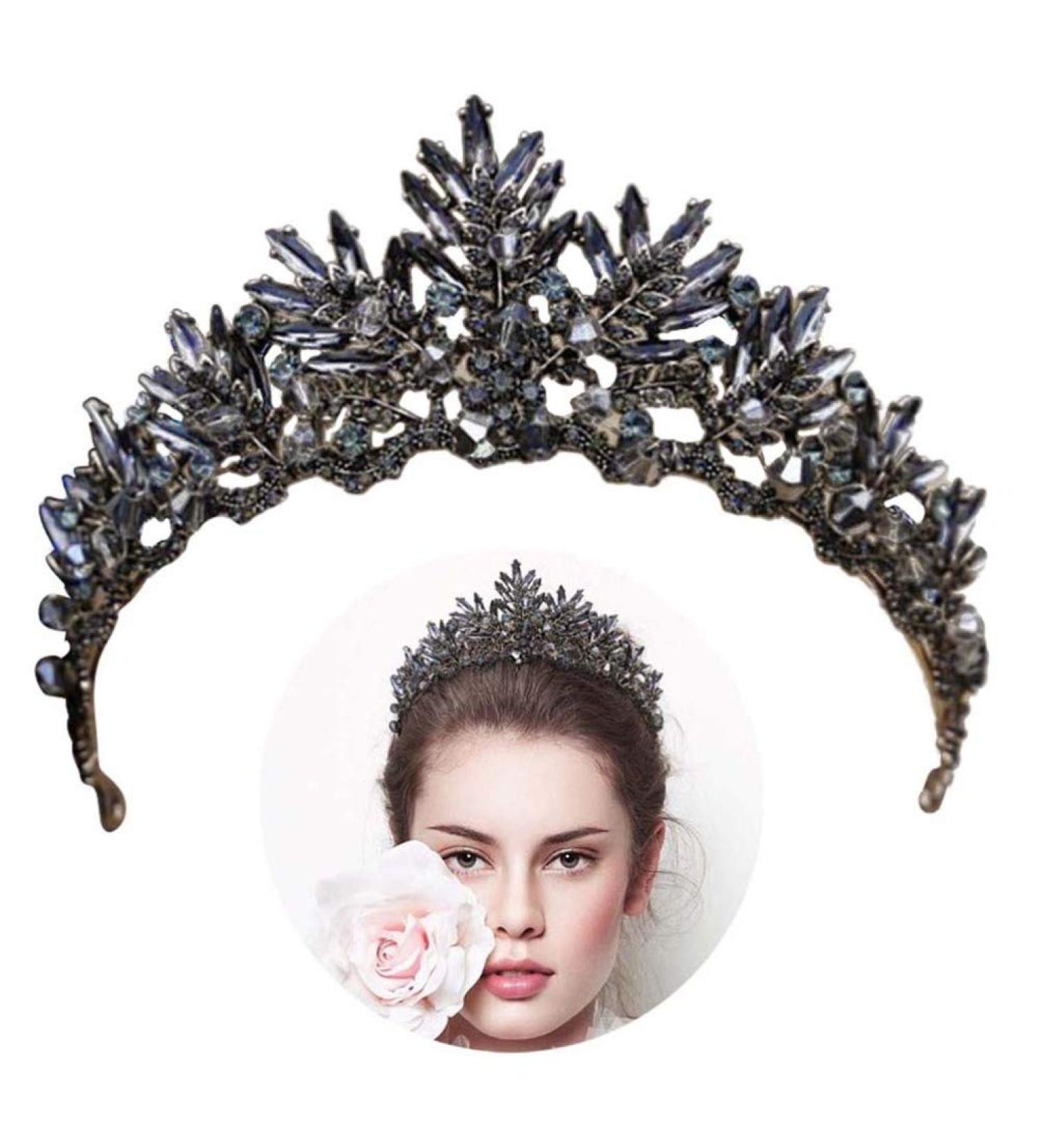 Lurrose 1pc Black Crown Tiara Baroque Queen Crown Black Wedding Tiara for Women Halloween Party - Buy Online on GoSupps.com