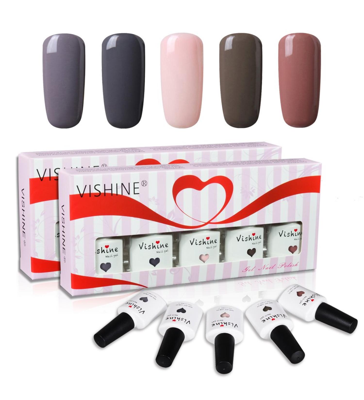 Vishine Soak Off UV LED Gel Nail Polish Multicolor Varnish Gift Set Of 5pcs X 10ml for Nail Art TX014 - Buy Online on GoSupps.com