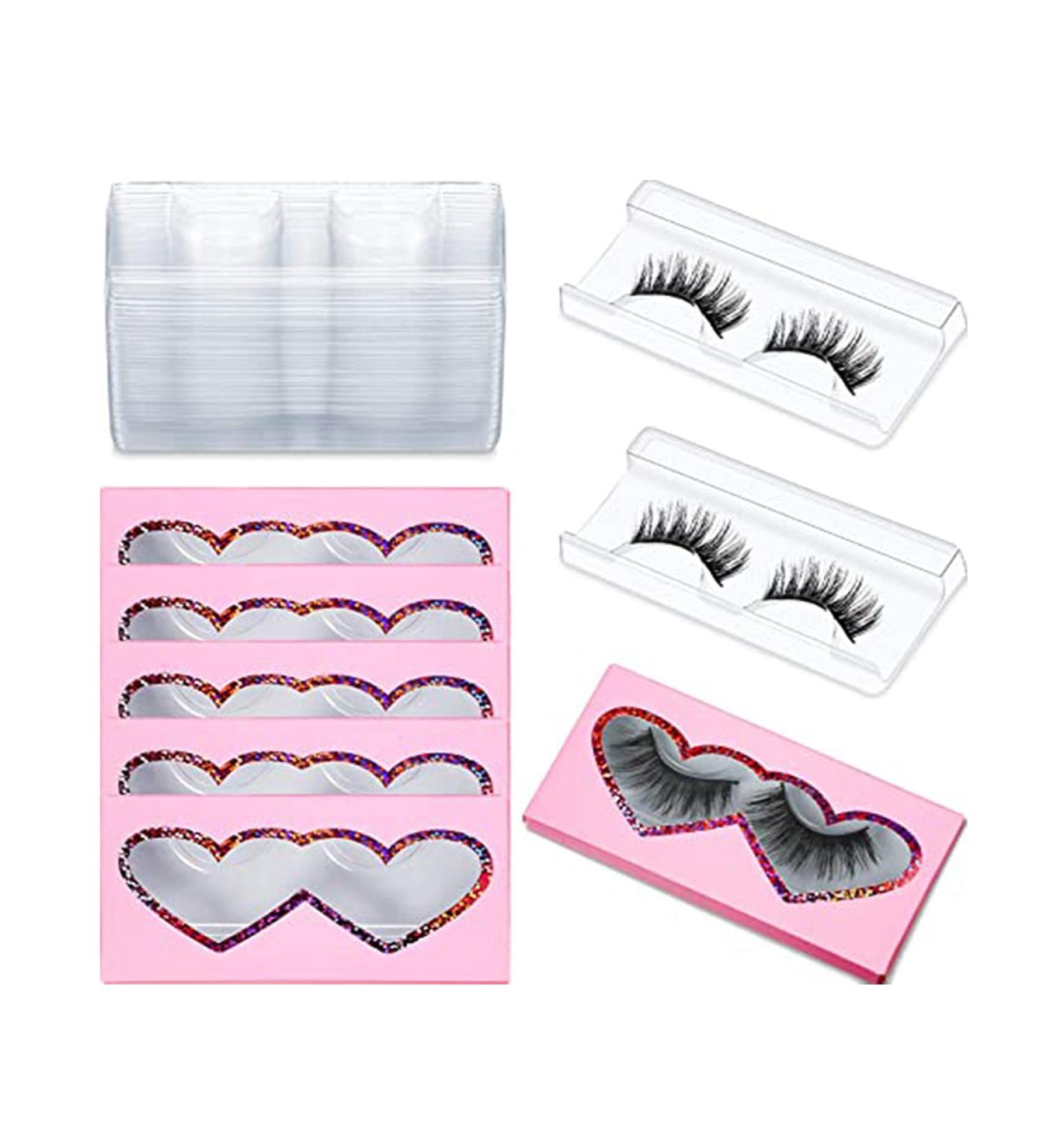 20pcs Empty Eyelash Cases - Pink Heart Eyelashes Packaging Box with Tray | International Shipping - Buy Online on GoSupps.com