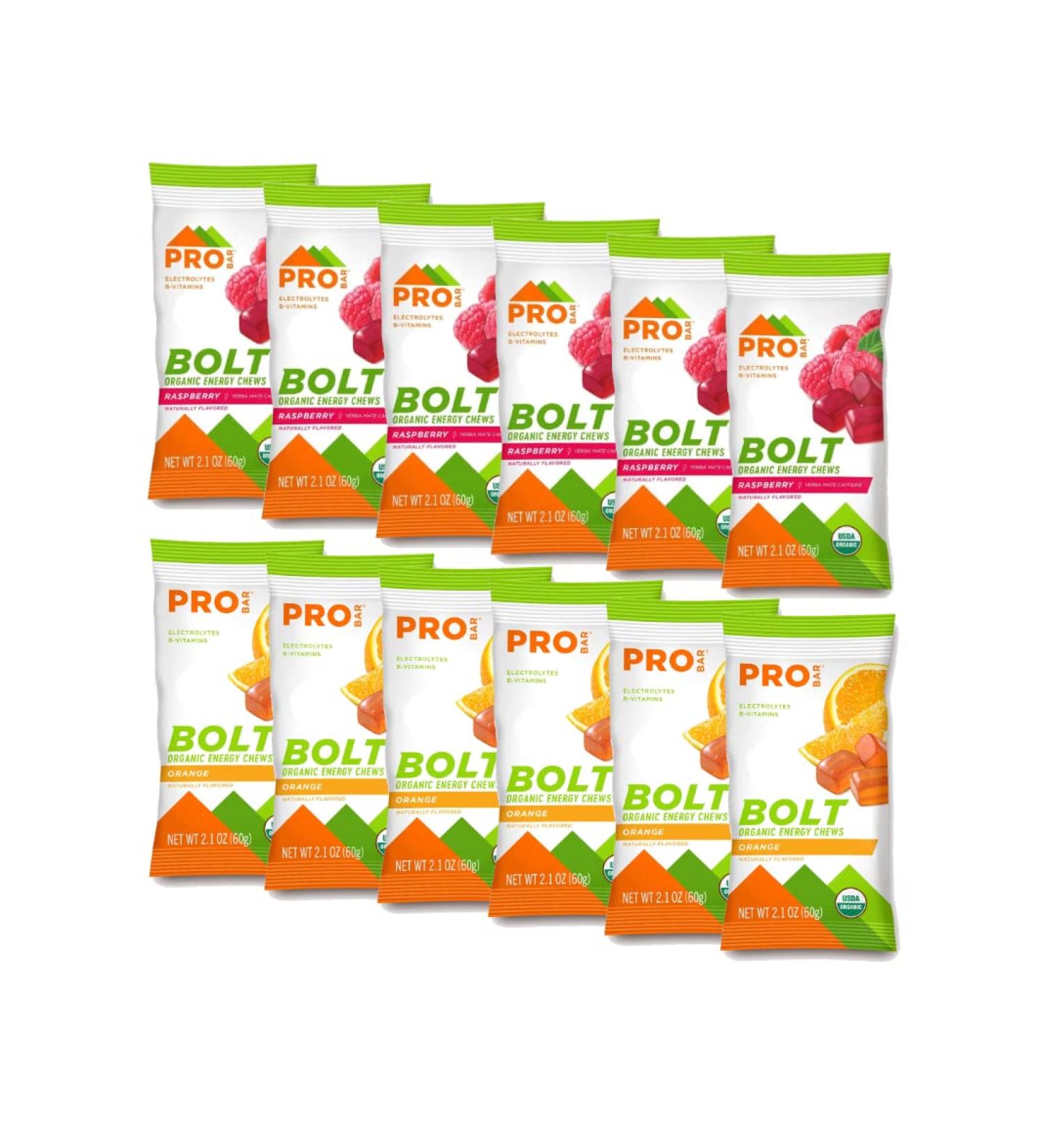 Probar Bolt Organic Energy Chews - Orange & Raspberry - Box of 12 - Fuel Your Adventure - Buy Online on GoSupps.com