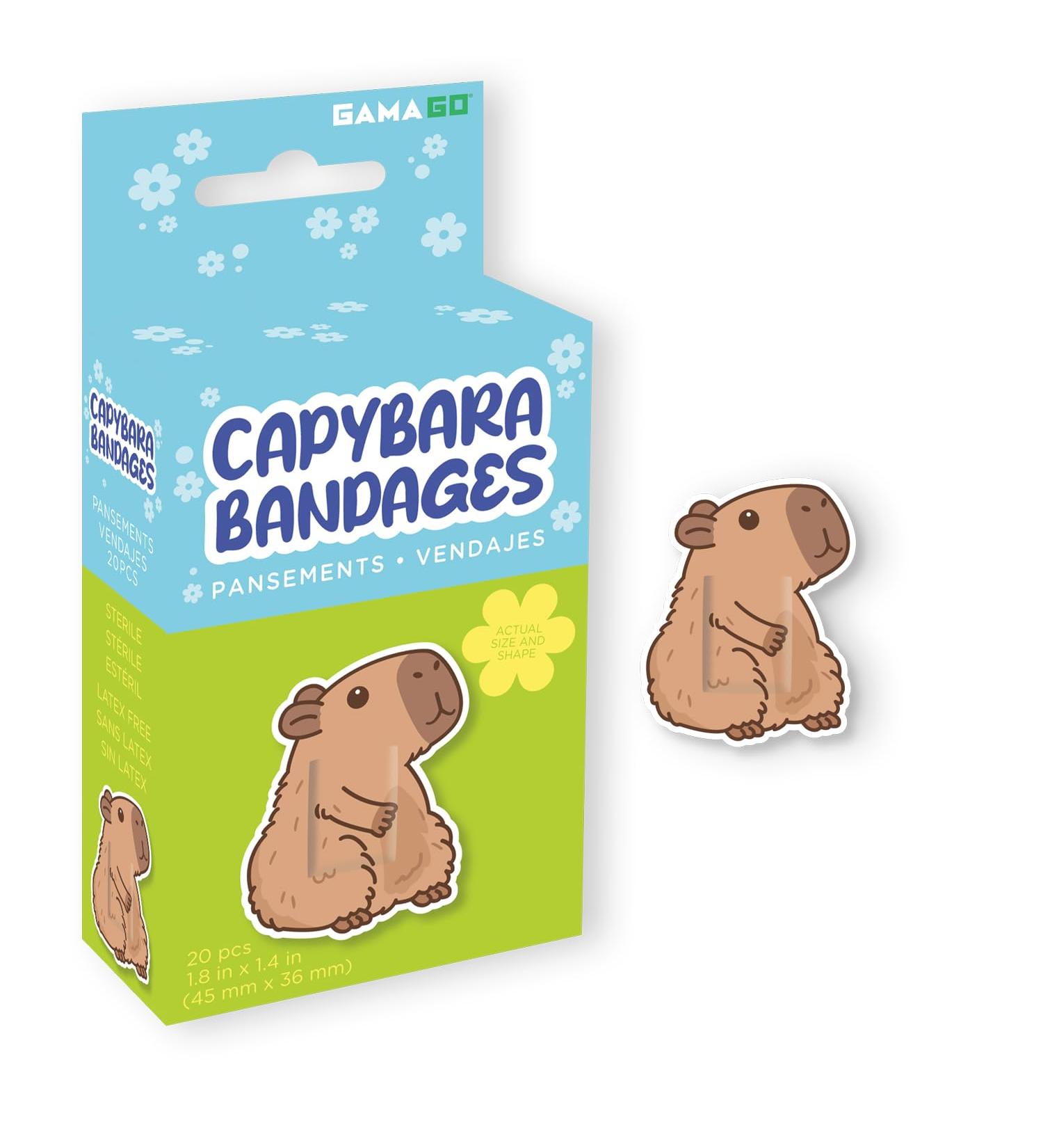 GAMAGO Capybara Shaped Bandages Kids & Kidults - Set of 20 Individually Wrapped Self Adhesive Bandages - Sterile Latex-Free & Easily Removable - Funny Gift & First Aid Addition