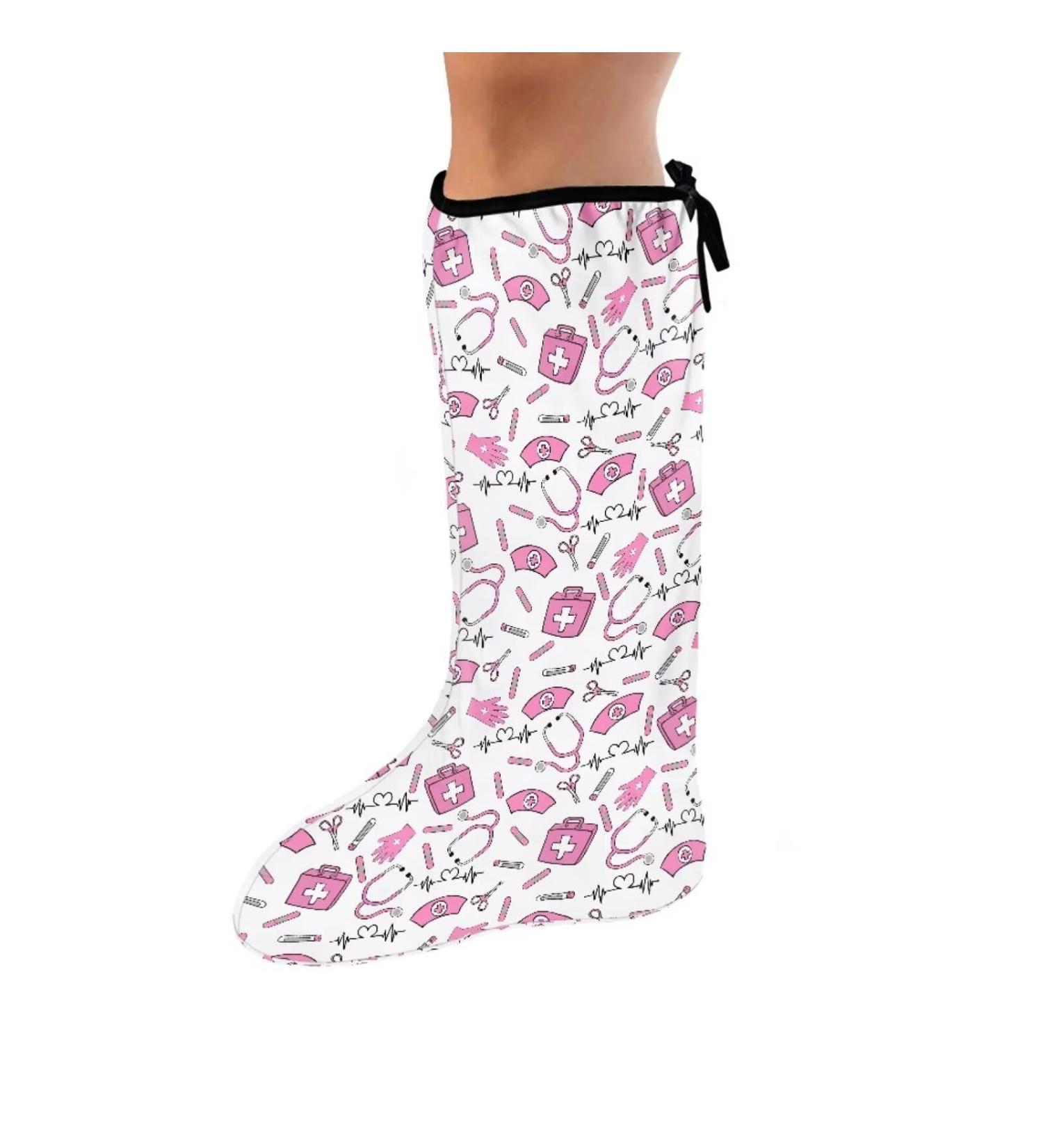 Shop LEDBACK Cast Cover - Large Foot Cast Sock Protector with Cute Nurse Print | Optimal Leg Ankle Protection | International Shipping Available - Buy Online on GoSupps.com