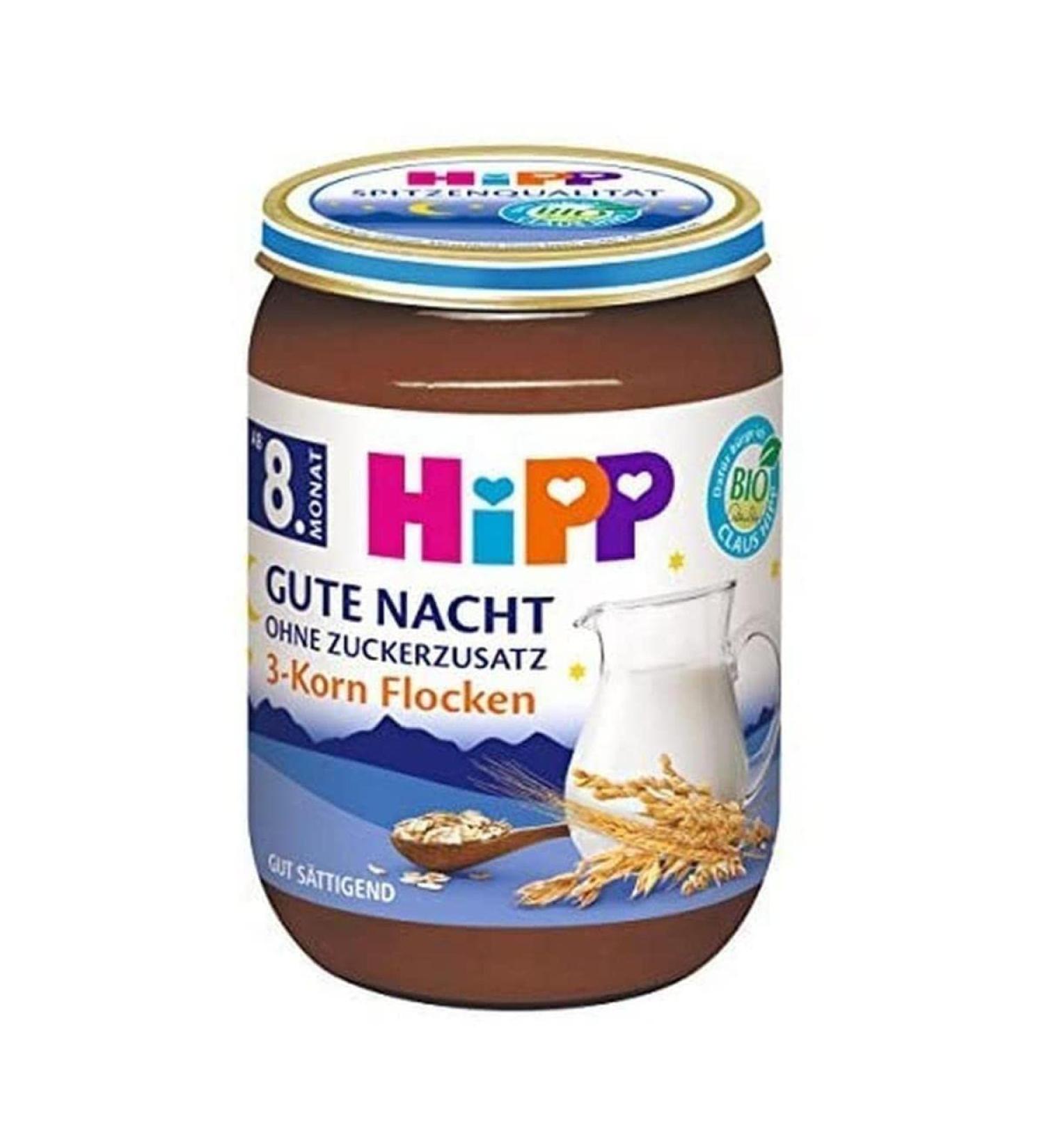 HiPP milk porridge in a glass Good Night no added sugar 3-grain flakes 6 x 190g H 5537 3-grain flakes 190g 190 g (pack of 6) Single