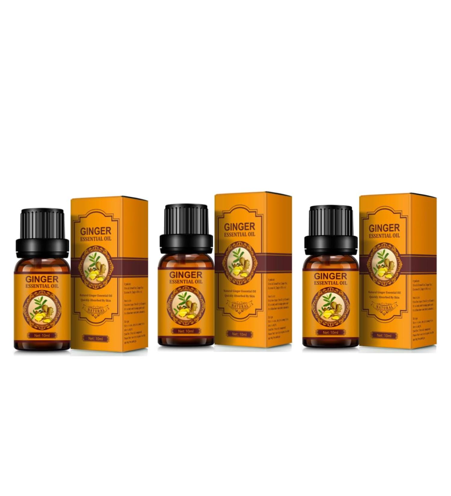 Belly Drainage Ginger Oil - Lymphatic Drainage & Fat-Burning Massage Oil | Herbal Aroma Oil (3 Pieces) - Buy Online on GoSupps.com