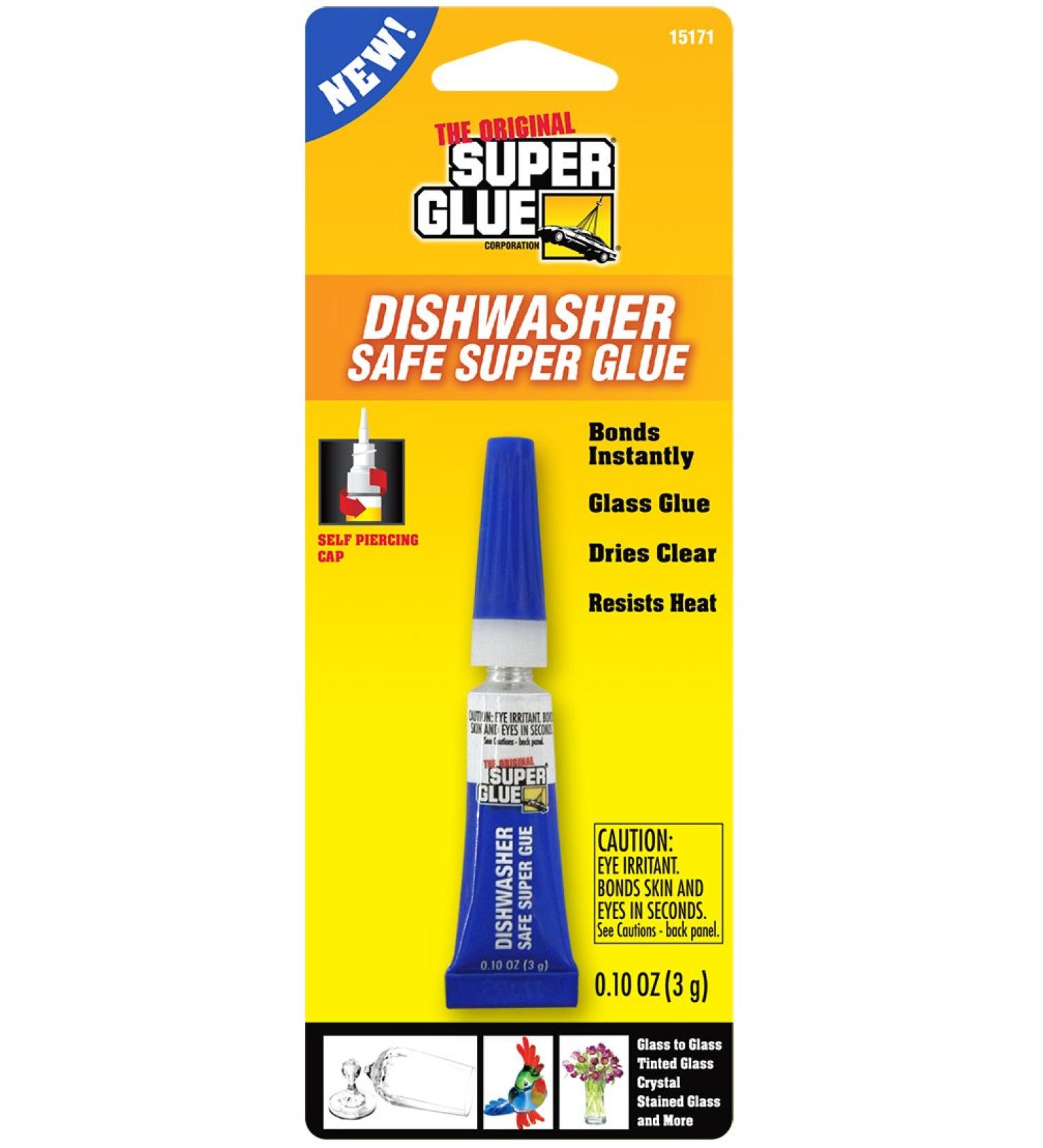 Super Glue 15171-12 Dishwasher Safe Glass Glue Tube  3g BLUE/CLEAR