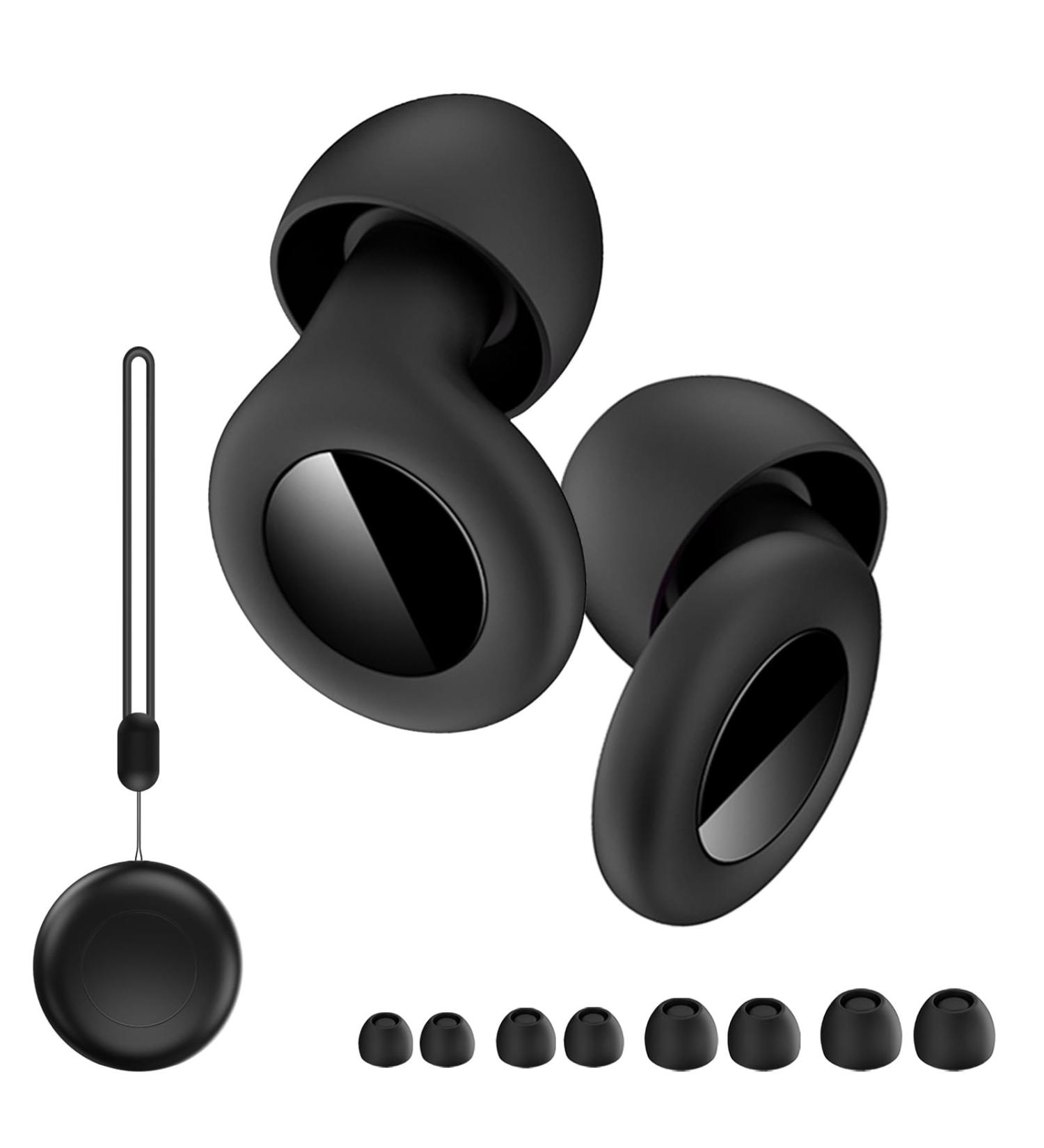 Buy Noise Cancelling Ear Plugs for Sleeping - Reusable Silicone Soft Hearing Protection 8 Eartips in XS/S/M/L - Perfect for Travel Work and Study (Black - Buy Online on GoSupps.com