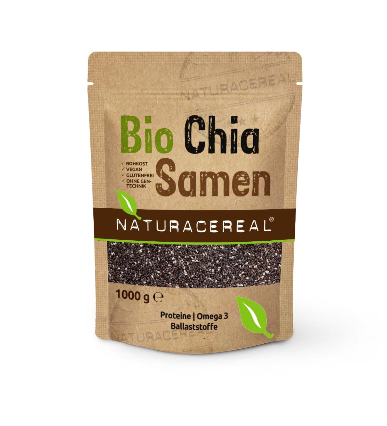 NATURACEREAL Organic Chia Seeds 1000g - Premium Health Food | International Shipping Available - Buy Online on GoSupps.com