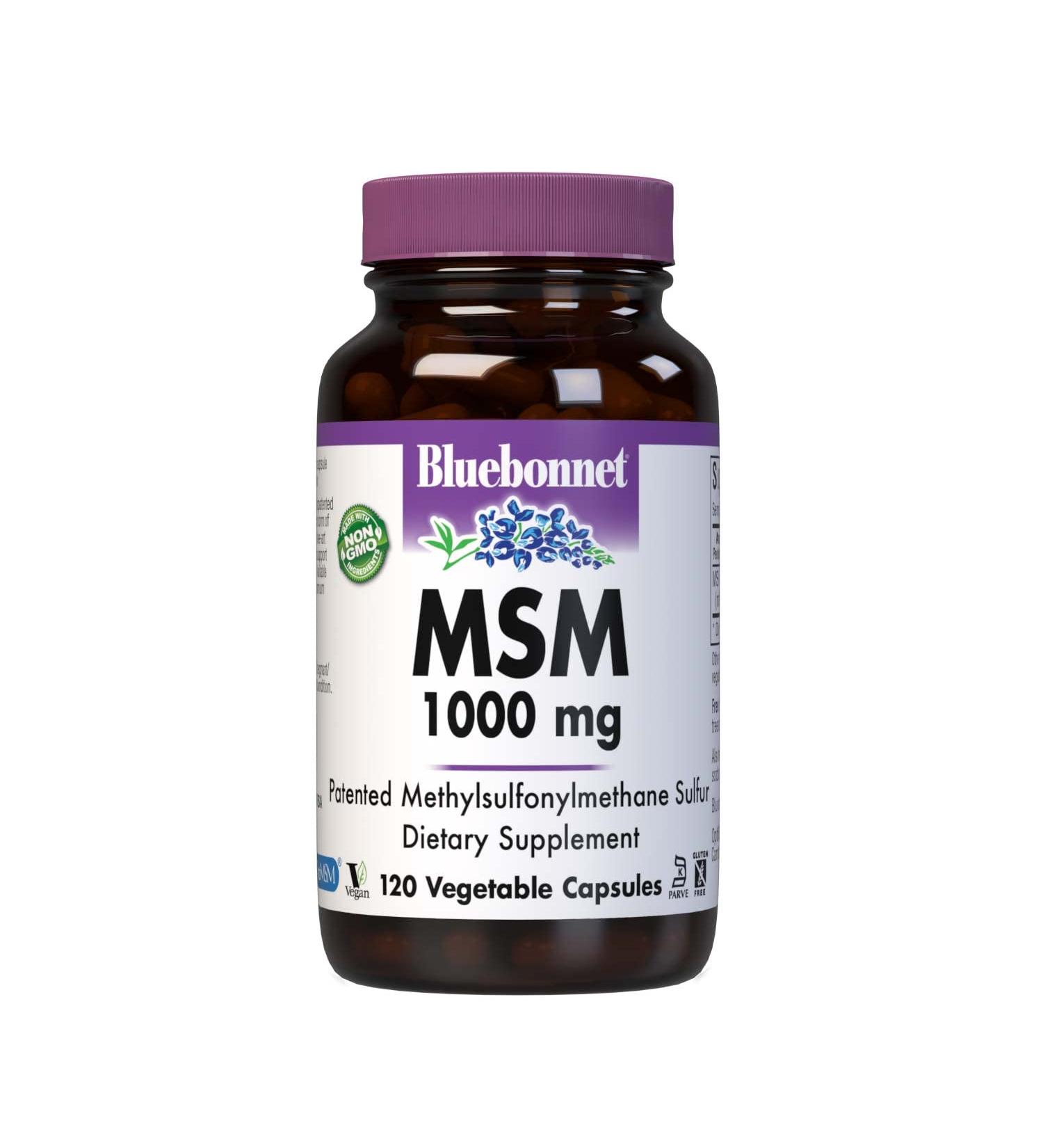 Bluebonnet Nutrition MSM 1000 mg - 120 Vcaps | Premium Joint Support Supplement - Buy Online on GoSupps.com