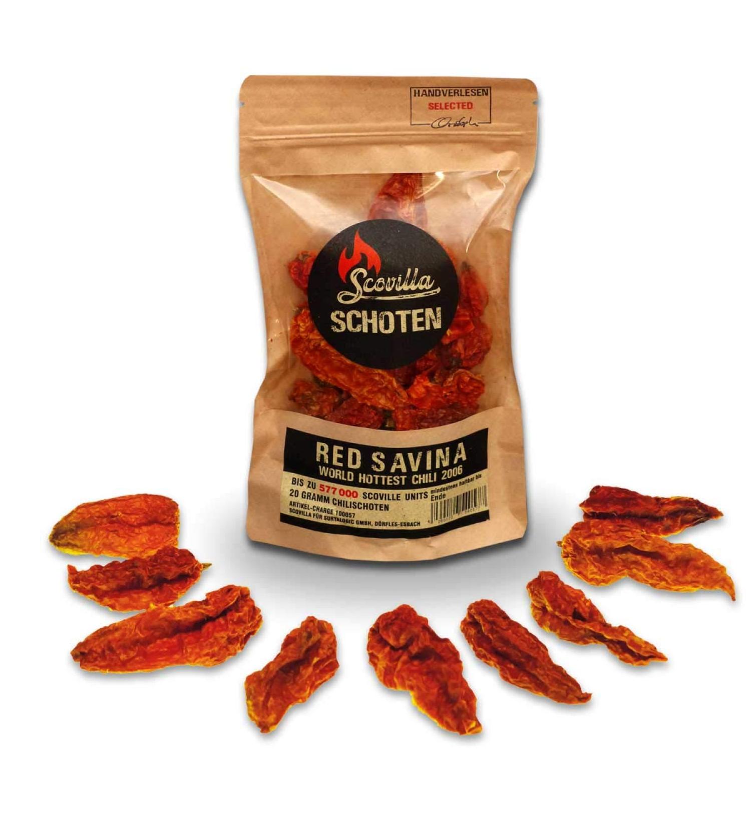 Scovilla's Red Savina Dried Pods 20 g - Buy Online on GoSupps.com