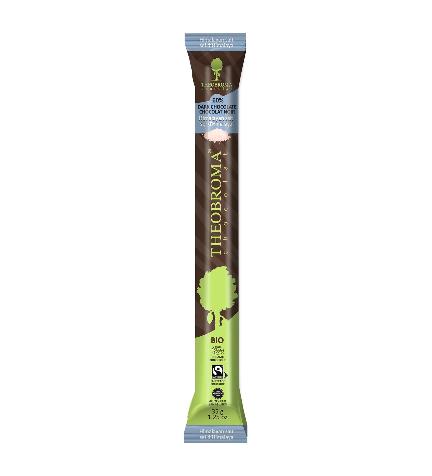 Theobroma Chocolat Dark Chocolate 60% Himalayan Salt Sticks (18) - Vegan Non-GMO Gluten Free Peanut and Almond Free - Sweet and Creamy Taste (Pack of 18) - Buy Online on GoSupps.com