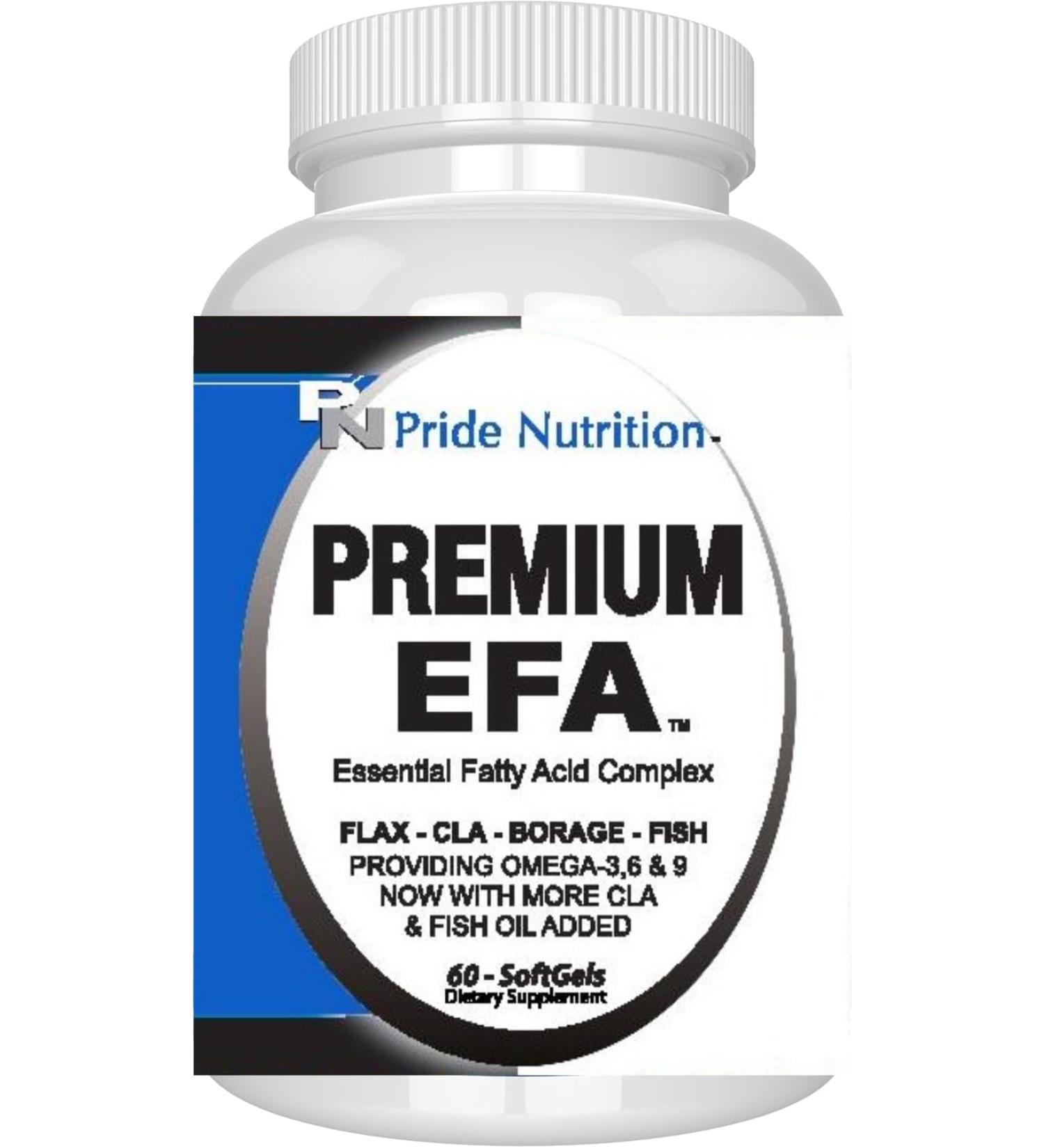 Pride Nutrition Premium EFA Omega 3-6-9 Supplement for Men and Women 5 in 1 - EPA, DHA, GLA, ALA & CLA Essential Fatty Acids with Fish Oil - Softgel Pills 60 Count (Pack of 1) - Buy Online on GoSupps.com