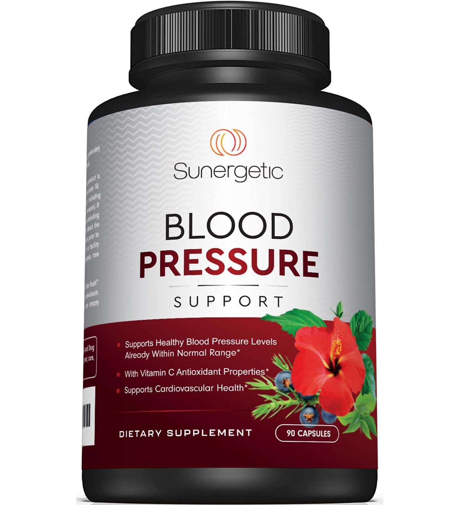 Premium Blood Pressure Support Supplement for Cardiovascular Health - 90 Capsules with Garlic, Hawthorn & Hibiscus - Buy Online on GoSupps.com