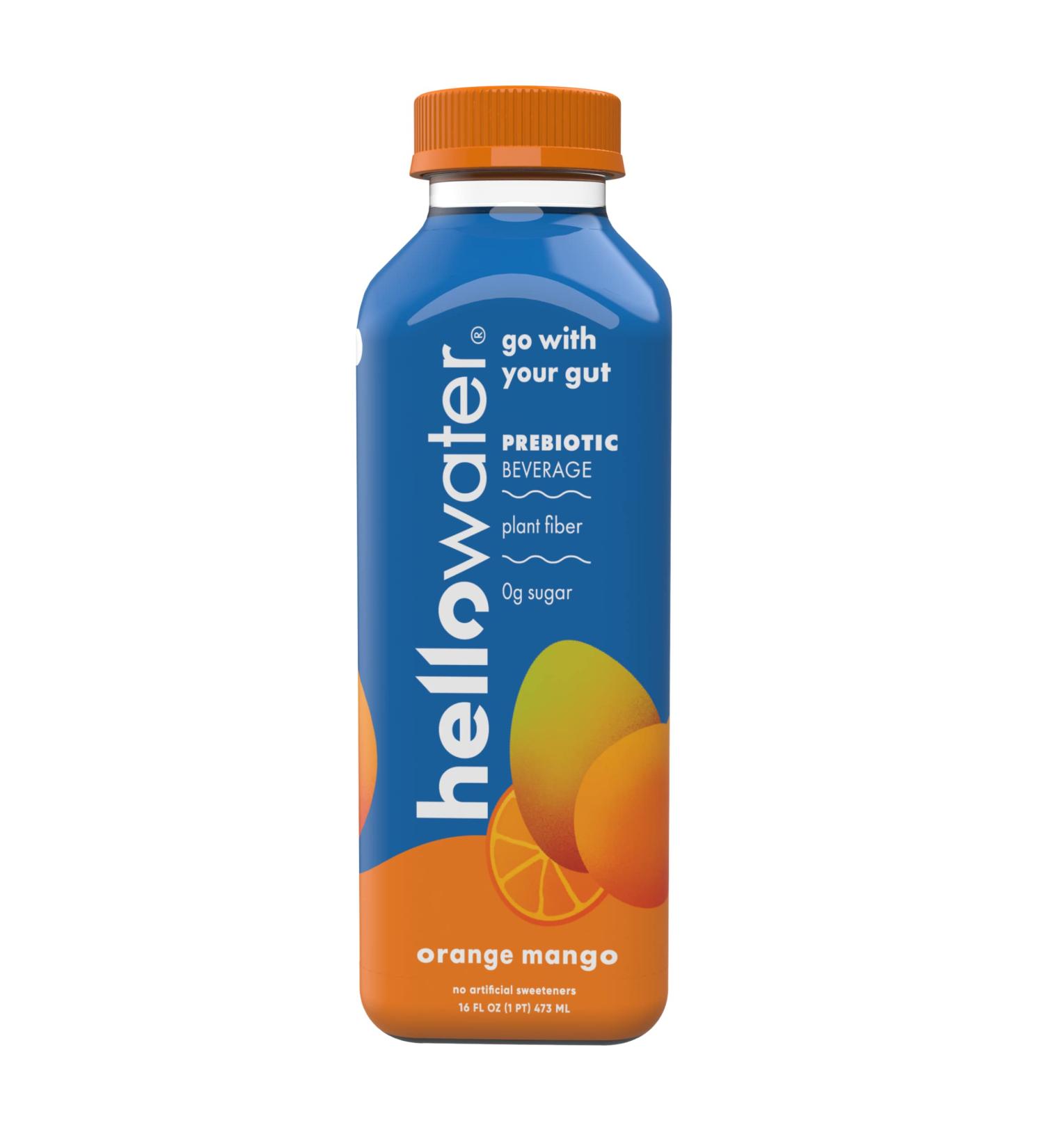 hellowater Orange Mango Dance Fiber Infused Water - 12 Pack - High Fiber, 0 Sugar, 0 Net Carbs - Low Glycemic, Nothing Artificial - 16 Fl. Oz. Bottles - Buy Online on GoSupps.com