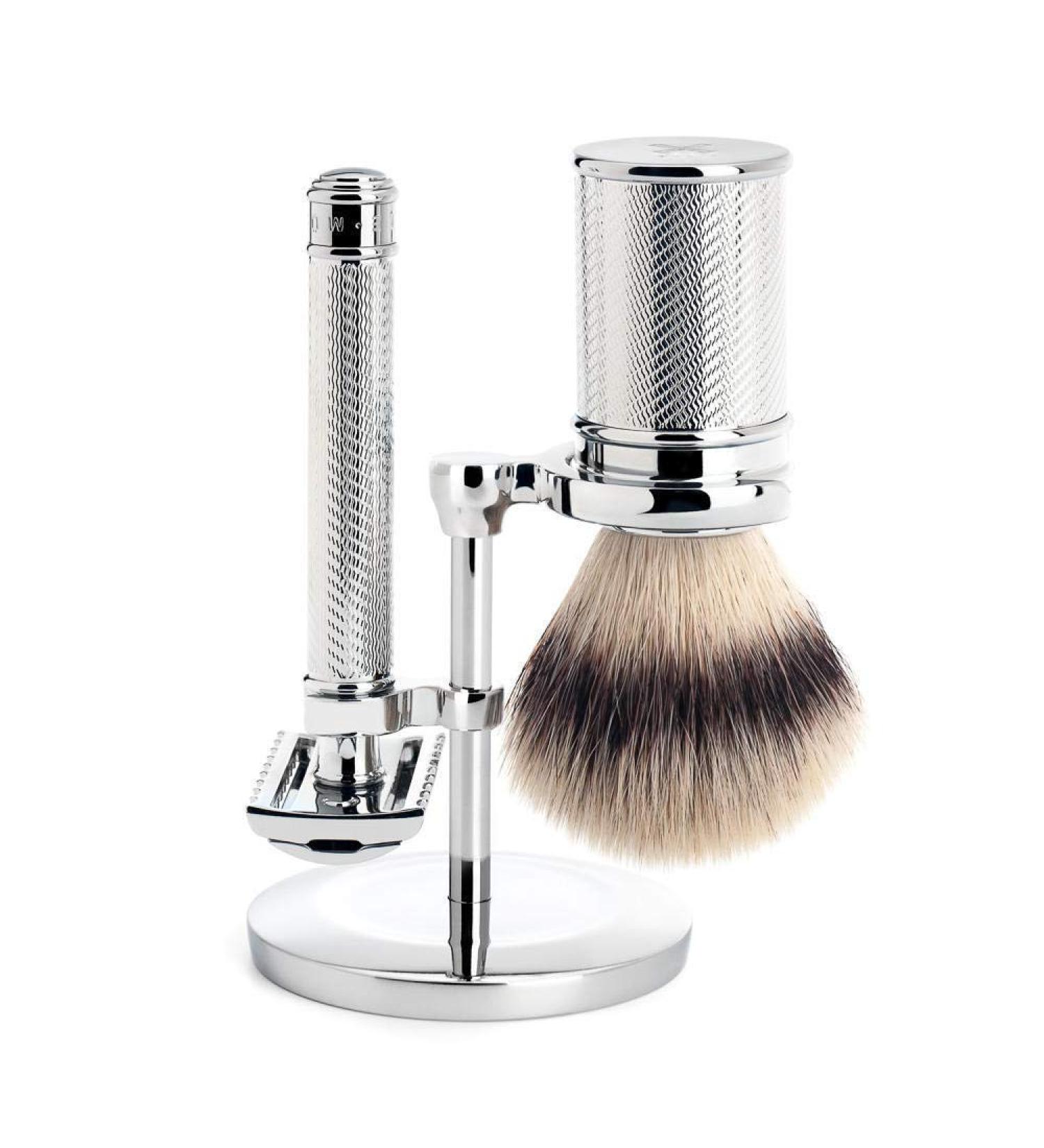 M HLE Chrome Silvertip Fibre Safety Razor Shaving Set | Open Comb | International Shipping - Buy Online on GoSupps.com