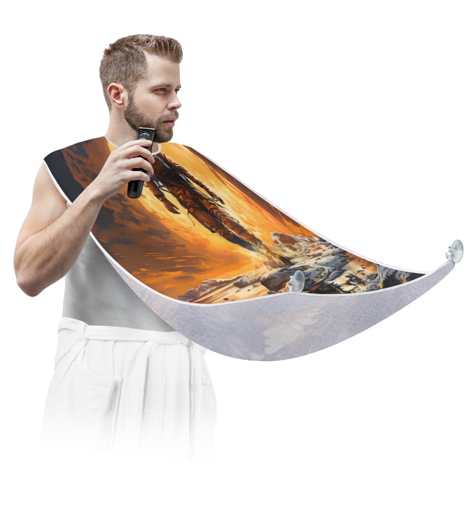 Moon Astronaut Beard Bib Apron - Best Beard Hair Catcher for Men | Perfect Father's Day & Anniversary Gift | Includes 2 Suction Cups - Buy Online on GoSupps.com