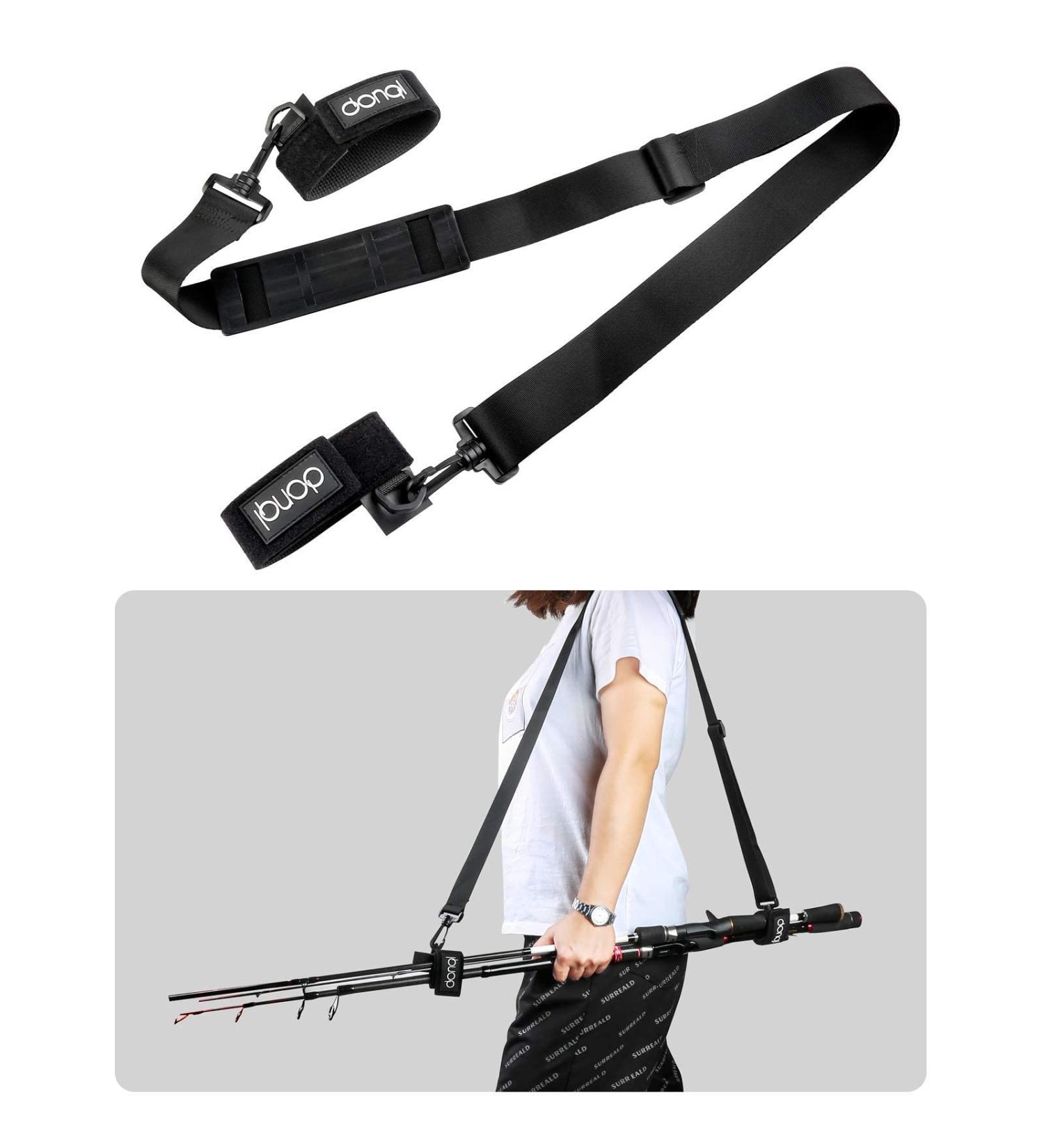 DONQL Fishing Rod Holder Belt - Adjustable Length 30-54 Inch - Shoulder Strap for Freshwater & Saltwater Rods - Travel Tackle Carrier - Black - Buy Online on GoSupps.com