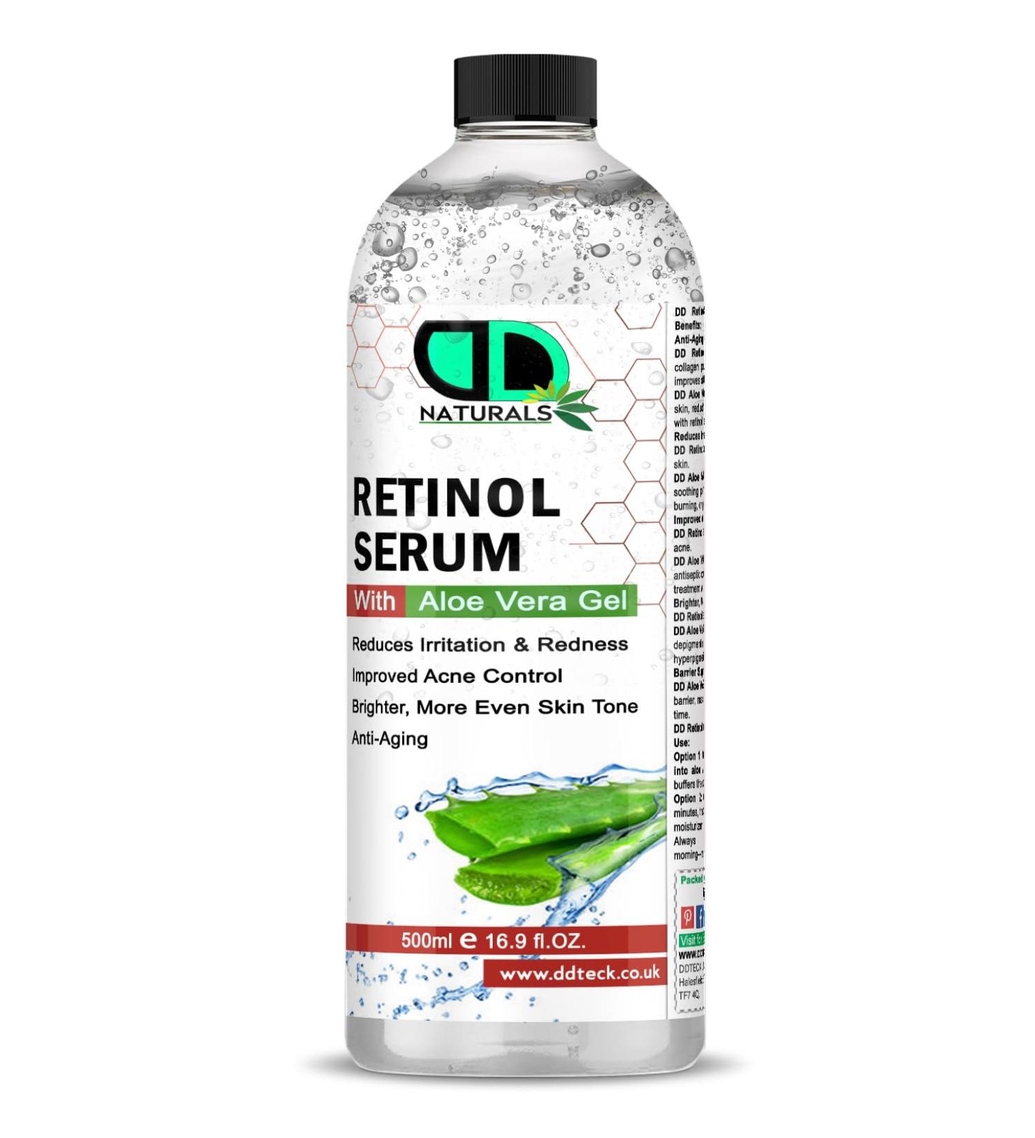 DD teck Retinol Serum for Post-Acne Brands Formulated with Aleo Vera Gel Lightening and Pore Minimizer Serum for Face Post-Acne Skin Barrier Repair Non-Comedogenic