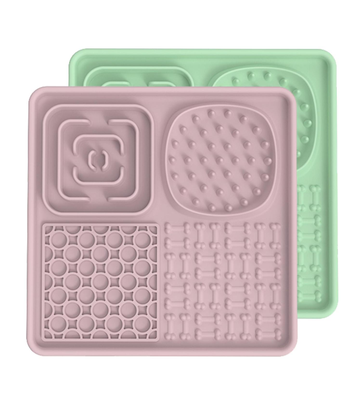 Aodaliy Silicon Lick Mat for Dogs & Cats | BPA-Free | Large Suction Cup Pet Lick Mats for Bathing & Grooming (Green & Pink) - Buy Online on GoSupps.com