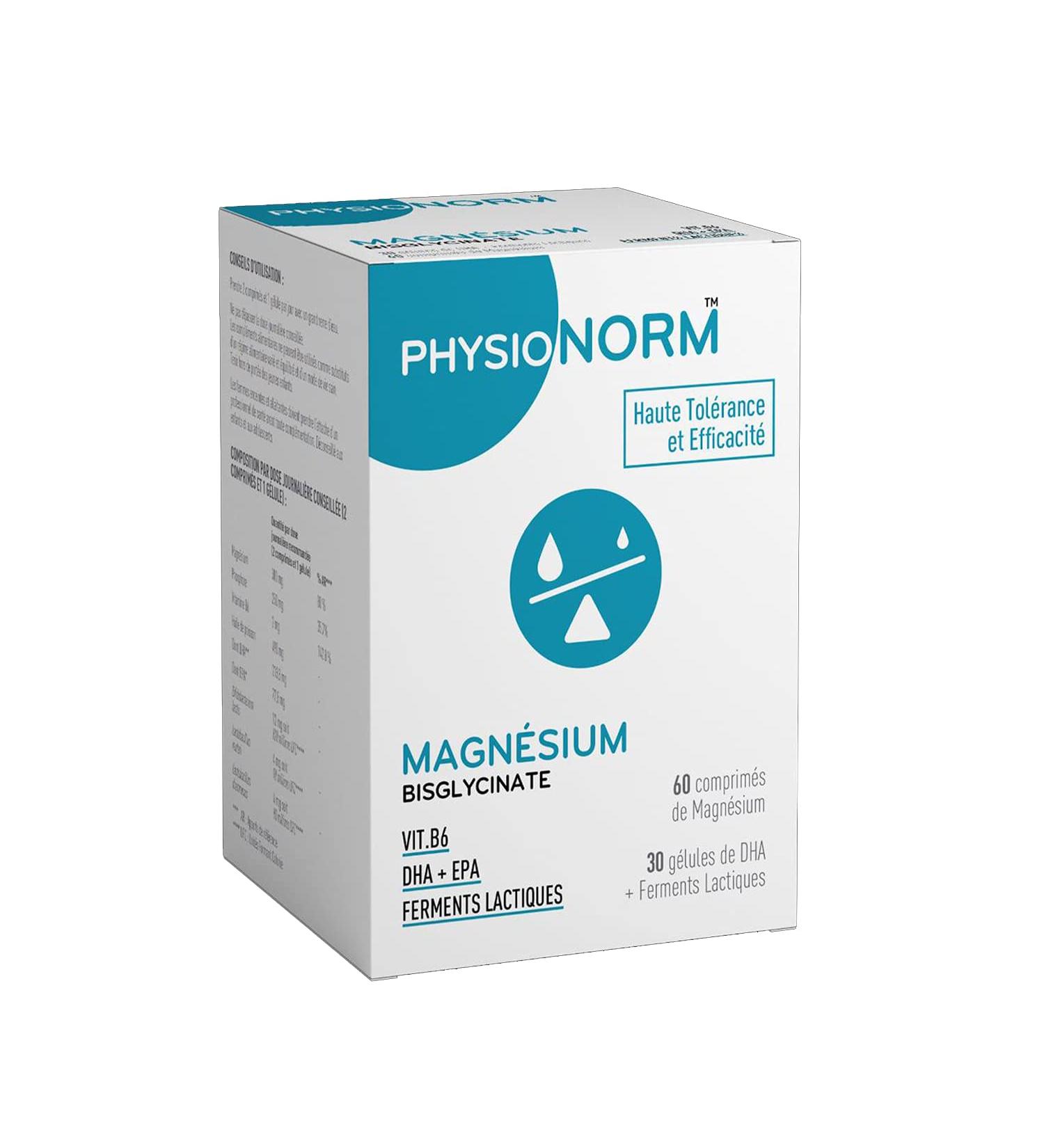 Physionorm Magnesium Bisglycinate - Anti-Fatigue Food Supplement - Omega 3 & Probiotic - Activates Melatonin & Regulates Sleep - 30 Capsules - Made in France - Buy Online on GoSupps.com