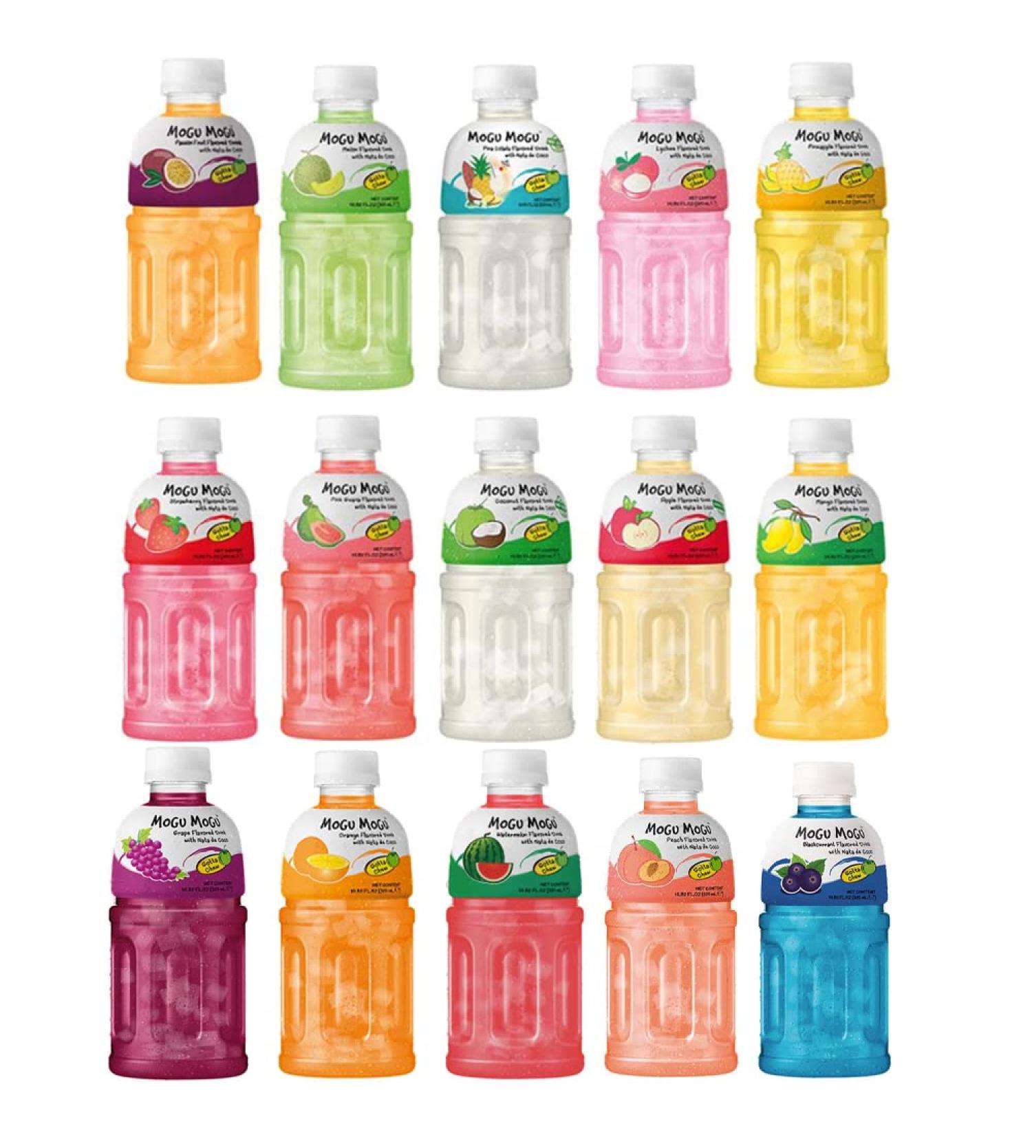 Mogu Mogu Fruit Juice Drink with Nata De Coco Gotta Chew 320ml (12 Bottles Random 6 Flavours) HALAL - Buy Online on GoSupps.com