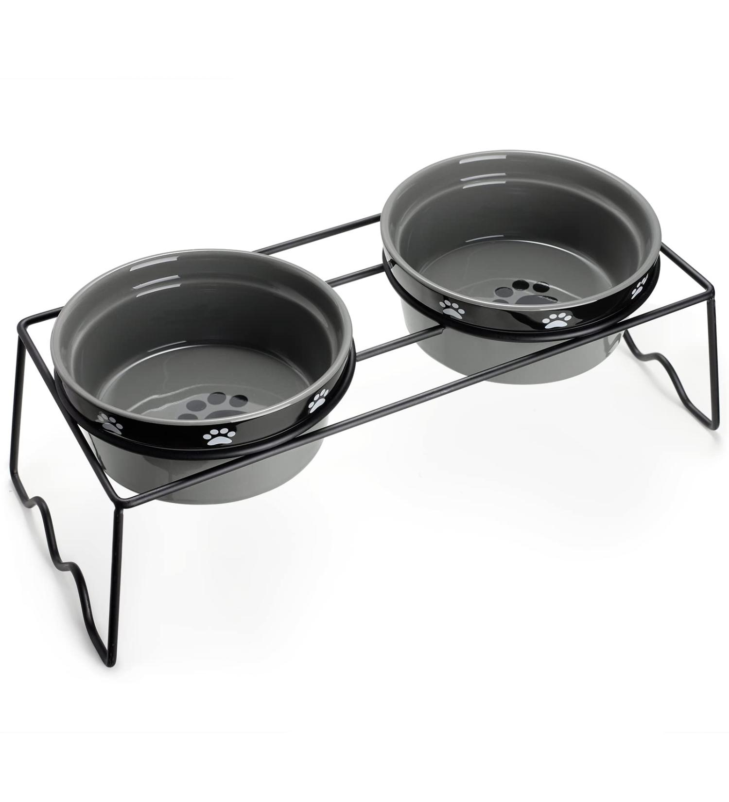 Y YHY 24oz Raised Ceramic Dog Bowls - Elevated Pet Bowls for Food and Water - Prevent Neck Pain - Anti Slip Feet - Grey - Buy Online on GoSupps.com