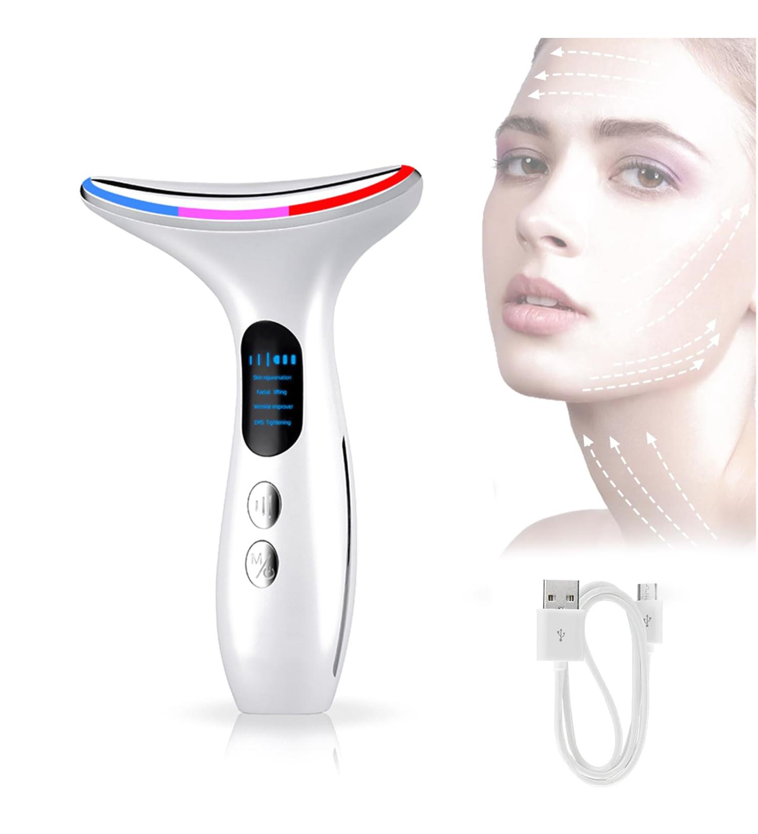 Anti Wrinkle Face Device 11000/min Vibration EMS Electric Face Massager Anti-Wrinkle 45 C with Tricolor Light for Face Firmi - Buy Online on GoSupps.com