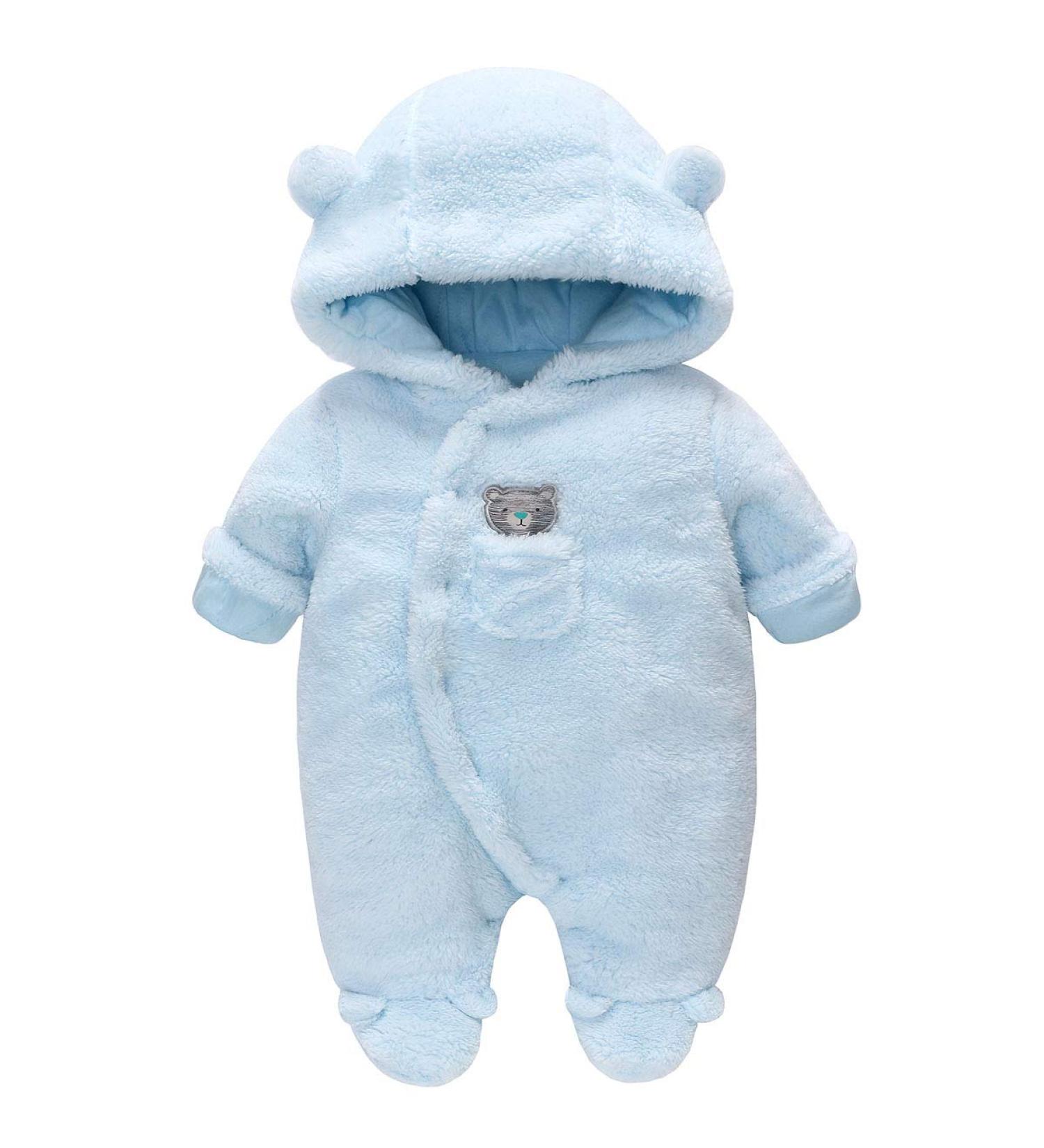 Winter Baby Snowsuit Romper with Hood | Thick Warm Toddler Outerwear Set | Blue | 6-9 Months - Buy Online on GoSupps.com