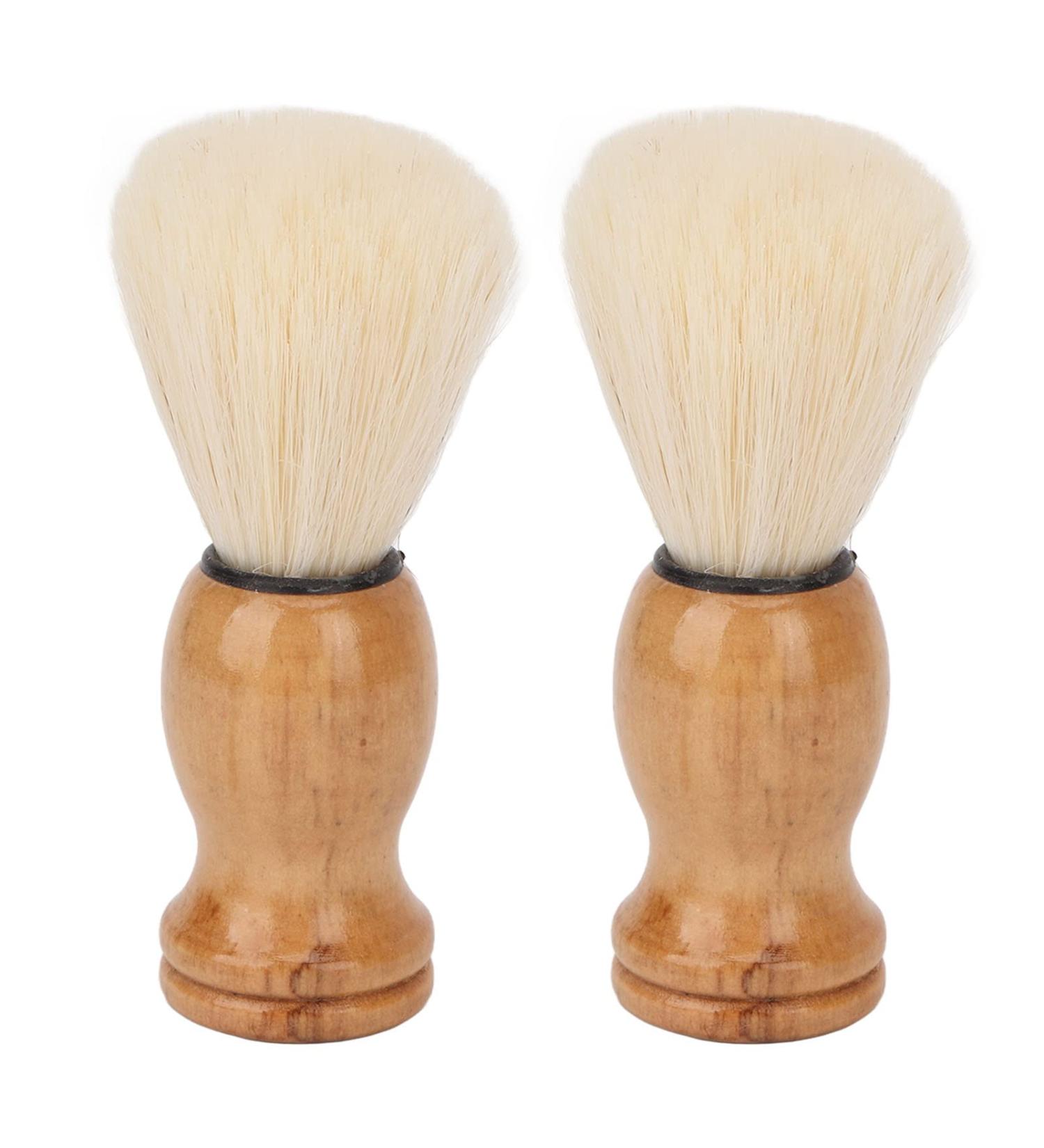 2-Piece Wooden Shaving Brush Set for Men | Premium Hairdressing Salon Rasis Brush for Wet Shaving & Double Edge Razors - Buy Online on GoSupps.com