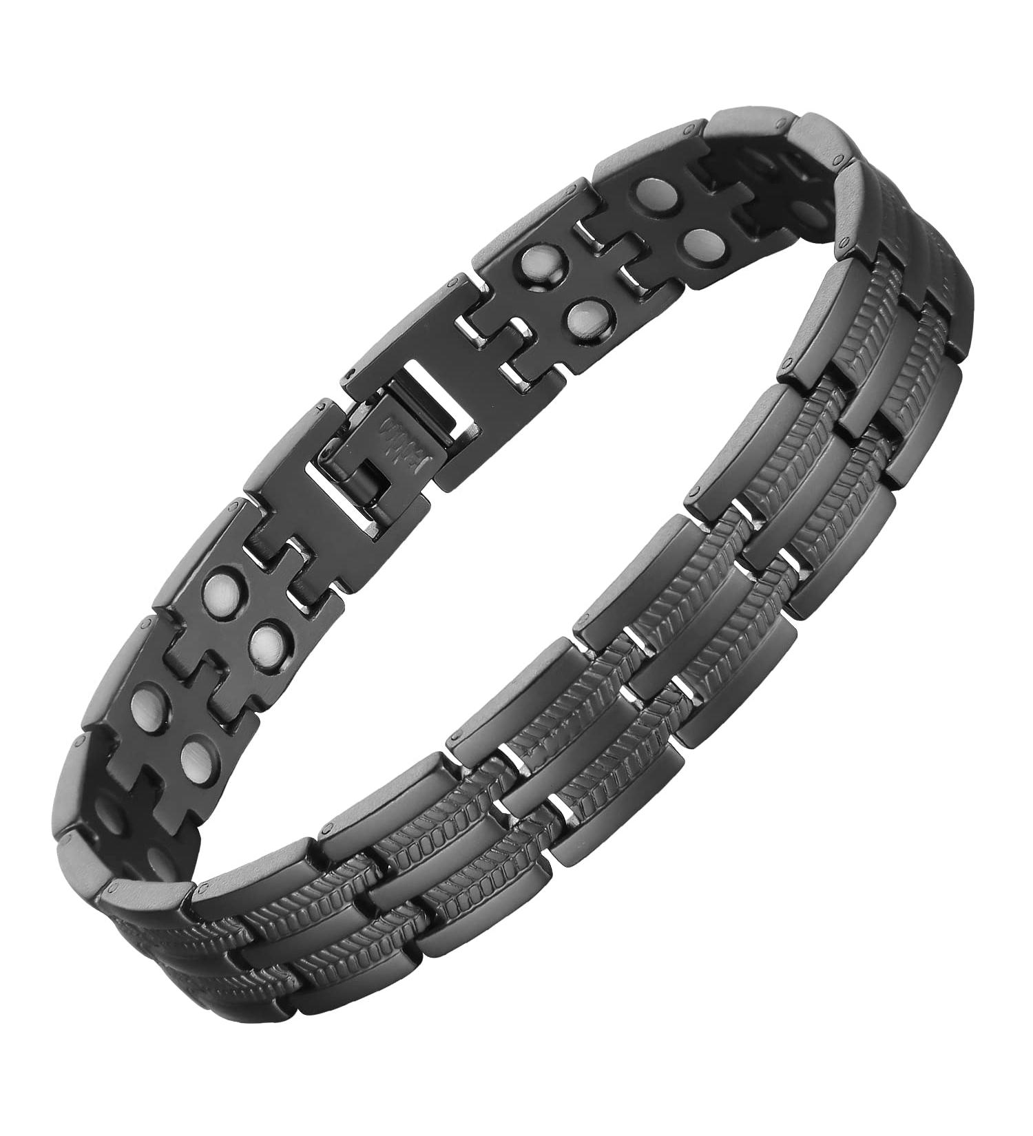 BioMag Copper Magnetic Bracelet for Men - Ultra Strength Magnets - Adjustable 8.6in - Gun Metal Finish - Buy Online on GoSupps.com