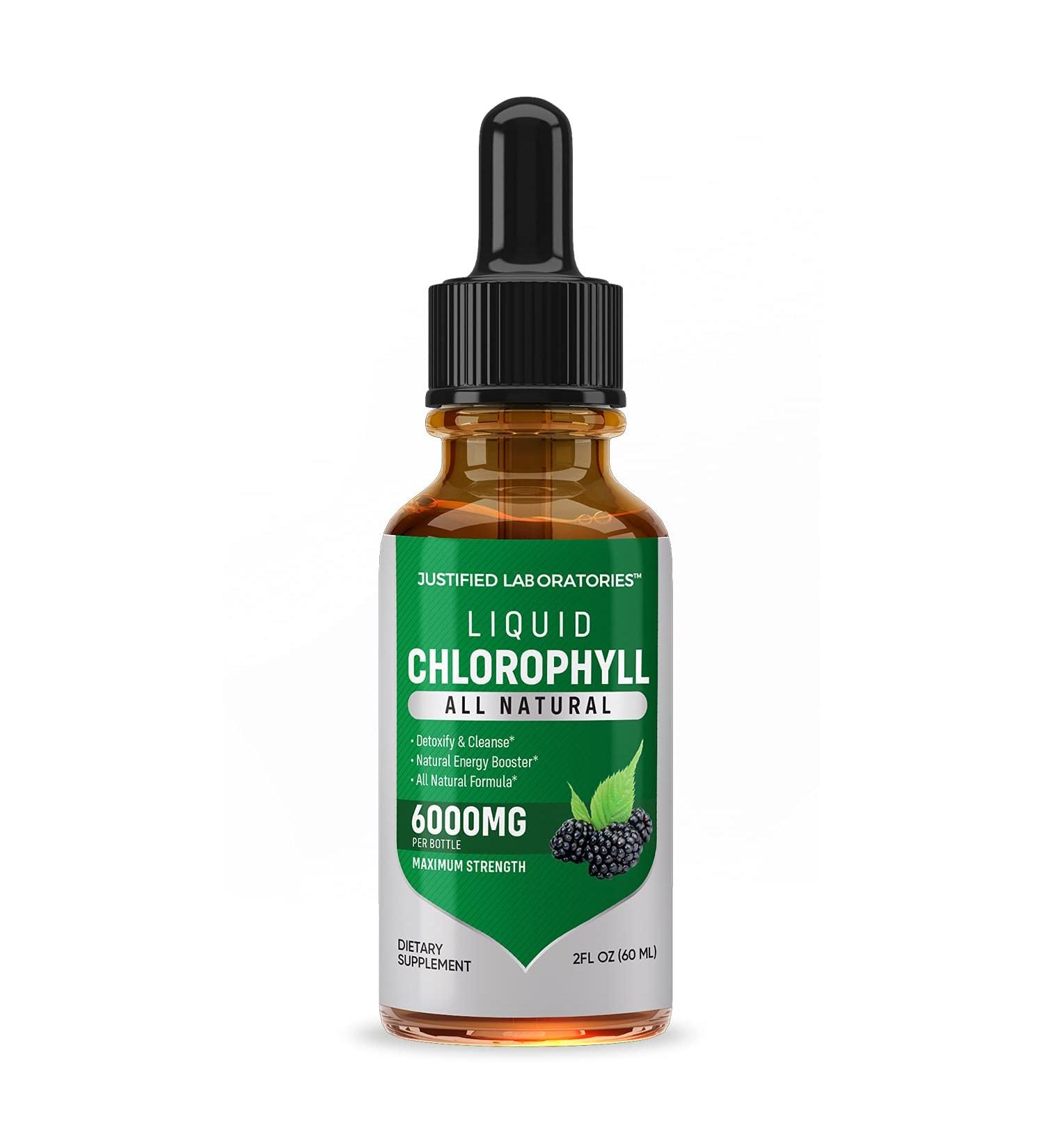 Justified Laboratories Liquid Chlorophyll Drops 6000MG - Maximum Strength Green Concentrate with Antioxidants, Minerals & Vitamins - 2 FL OZ Bottle - Buy Online on GoSupps.com