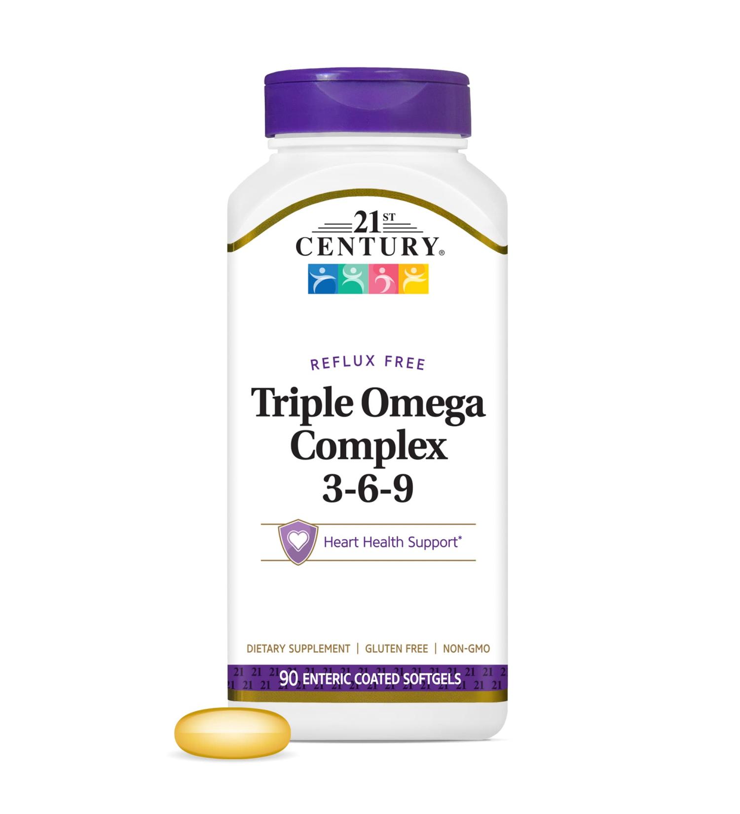 21st Century Vitamins Enteric Coated Triple Omega Complex 3-6-9 Reflux Free 90 Softgels MTC22874X5 - Buy Online on GoSupps.com