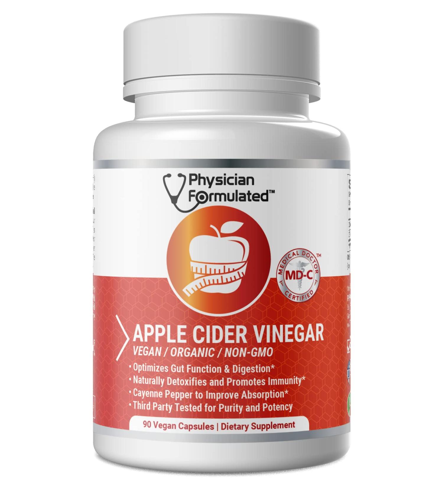Organic Apple Cider Vinegar Capsules 750mg with Cayenne Pepper for Fast Detox - 90 Capsules - Buy Online on GoSupps.com