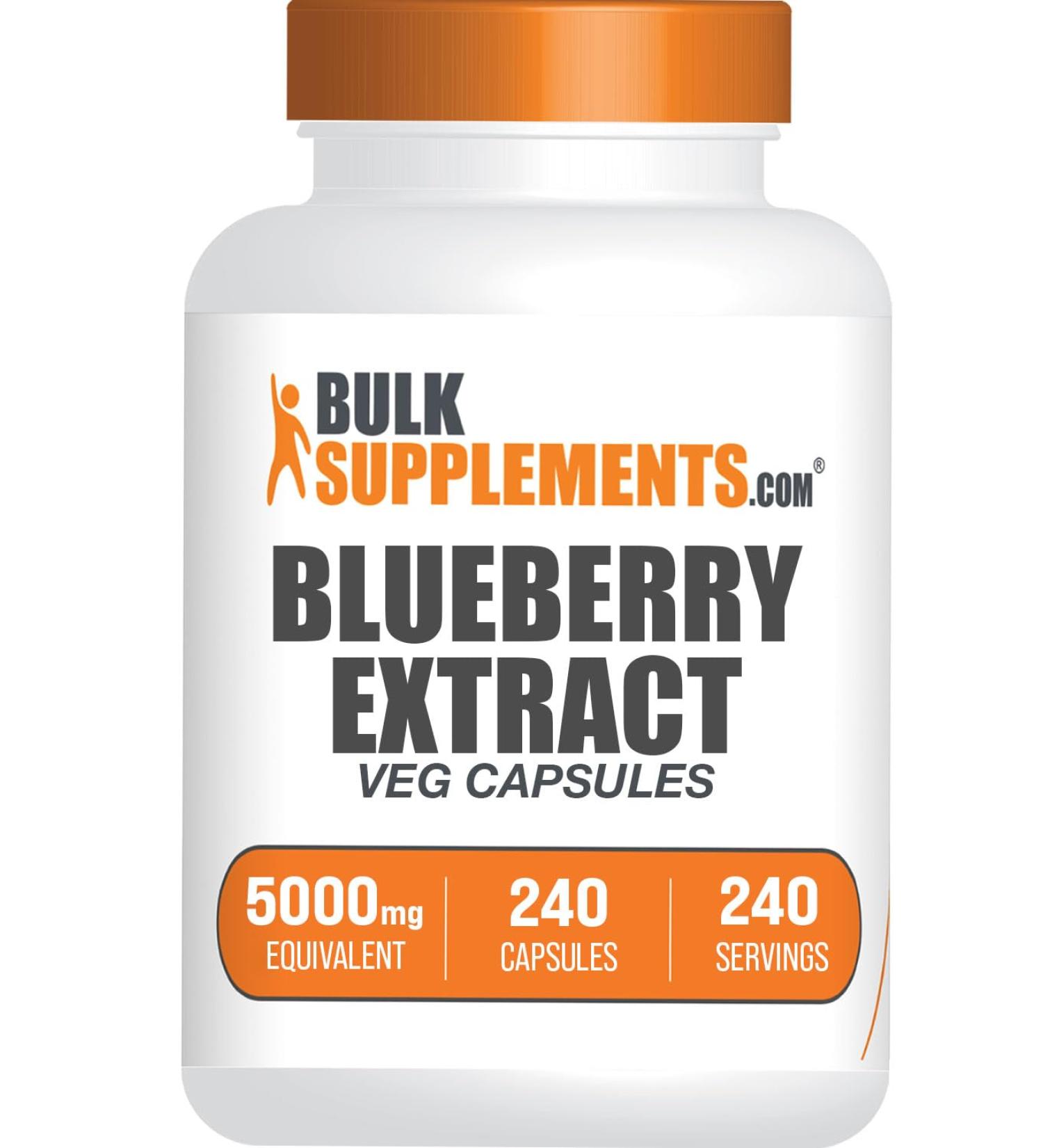 BulkSupplements Blueberry Extract Capsules - Vegan Gluten-Free Wild Blueberry Supplement 240 Veg Capsules 1 Capsule Serving - Buy Online on GoSupps.com