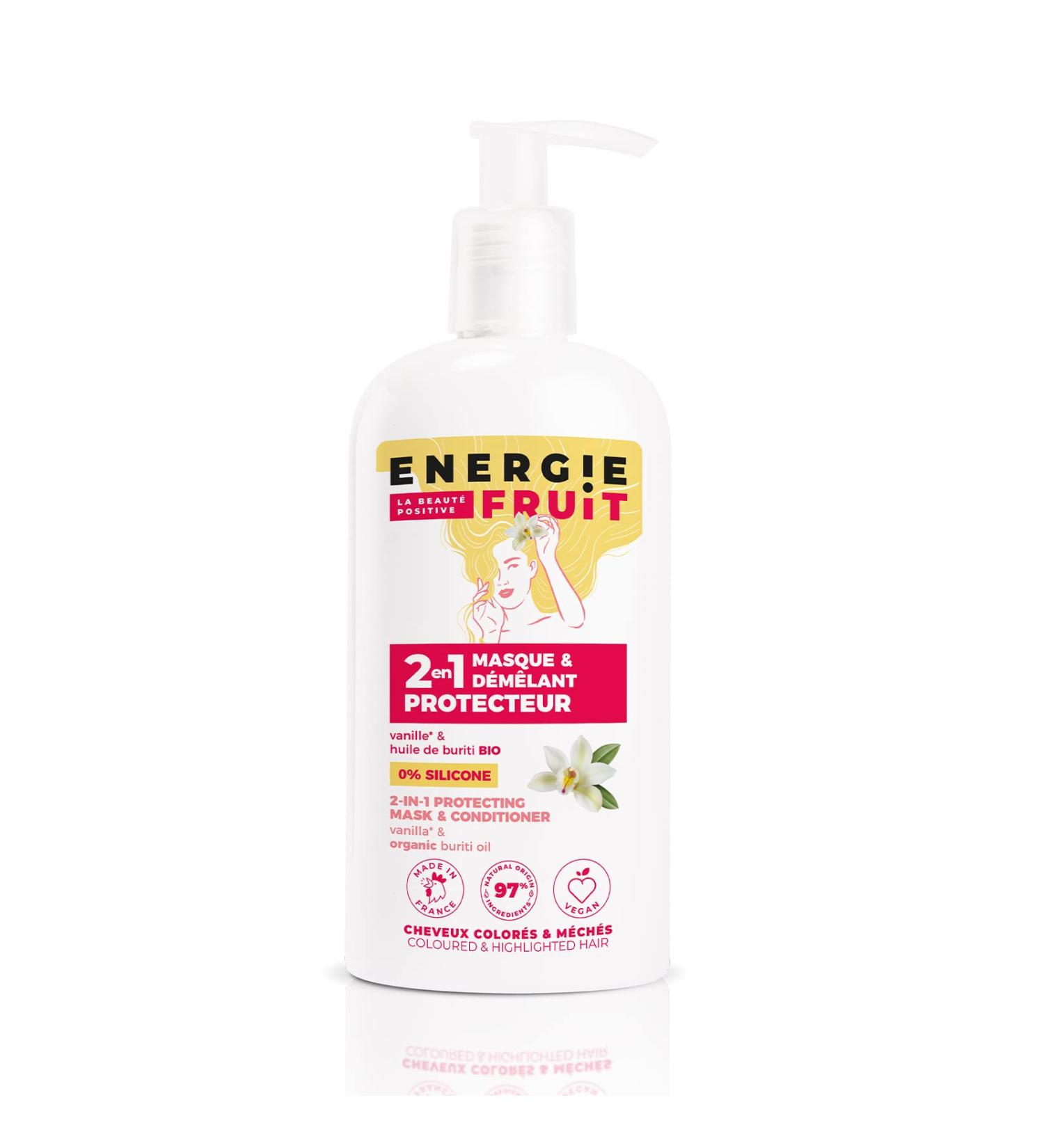 Energie Fruit 2 en 1 Masque et Apr s-Shampooing Vanille et Huile de Buriti Bio Vegan 300ml - Buy Online on GoSupps.com