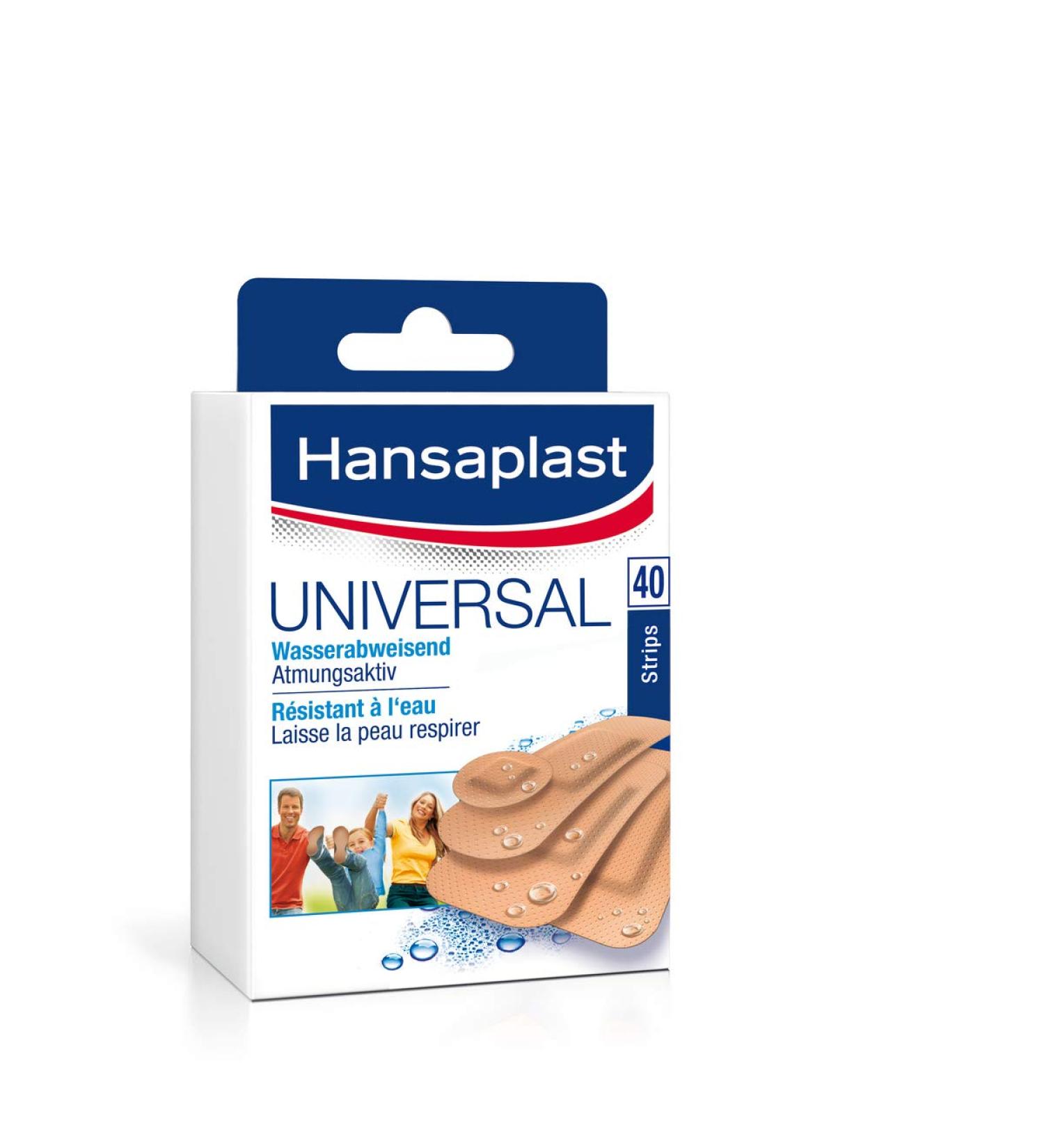 Hansaplast Universal Paving 40 Strips of Dirt & Water-Repellent Wound Plaster Strong Adhesive Power 1-Pack - Buy Online on GoSupps.com