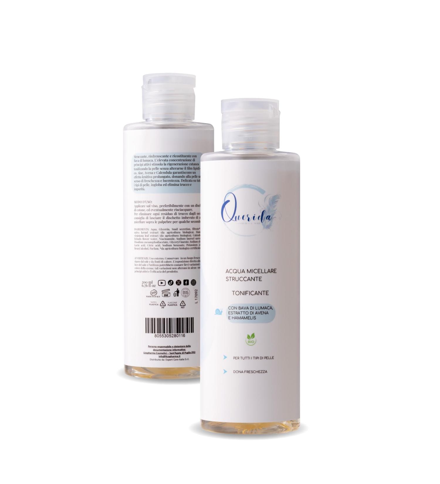  Querida Querida Micellar Cleansing Invigorating Water Delicate Face Wash for All Skin Types Refreshing Formula with Regenerating Agents Made in Italy 200 ml - Buy Online on GoSupps.com