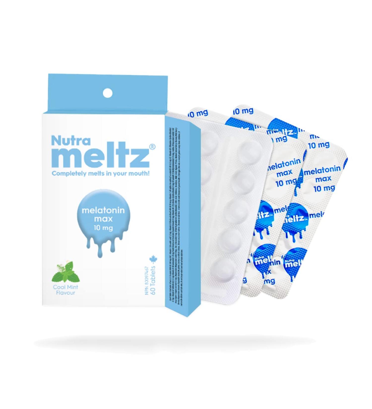 Nutrameltz Melatonin 10mg Extra Strength Natural Sleep Aids for Adults Jet Lag Helps Regulating Sleep Cycle Quick Dissolving Tablets Mint Flavour (60 Tablets) - Buy Online on GoSupps.com