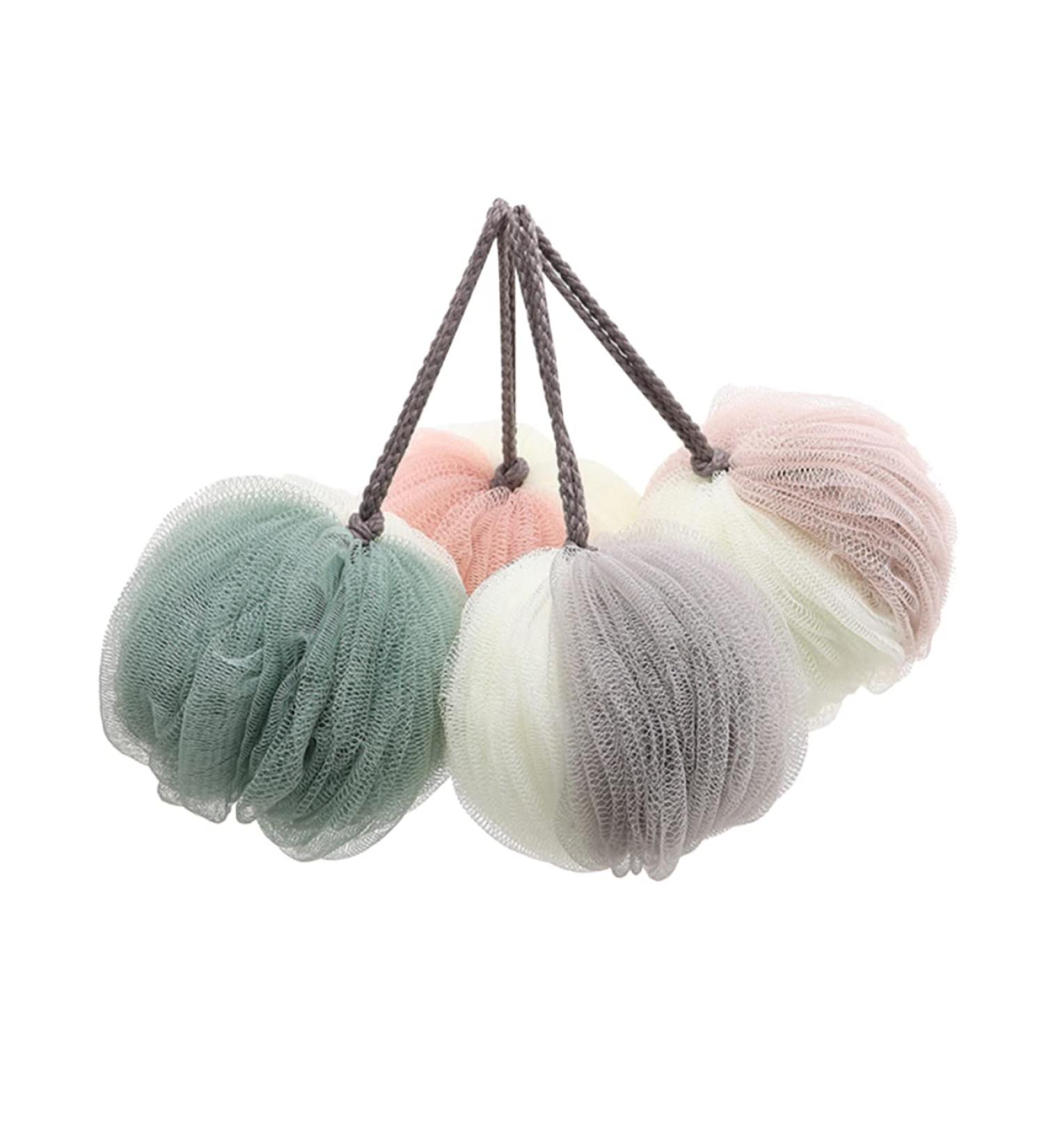  FRCOLOR FRCOLOR 4 Pieces Bath Ball Shower Gel Soap Bar Mesh Pouf Large Bath Ball Gauze Sponge Ball - Buy Online on GoSupps.com