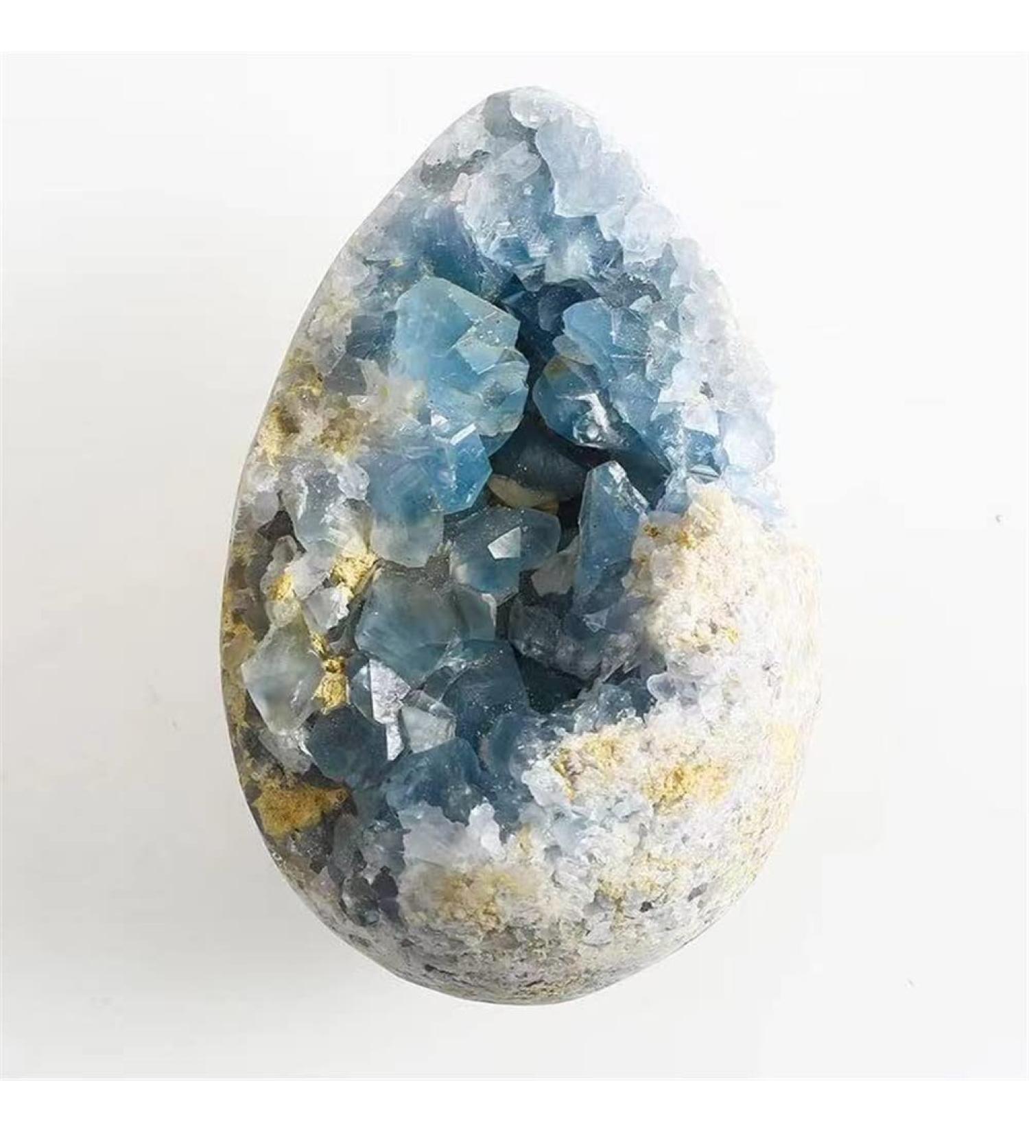 Natural Crystal Rough 1pc Naatural Egg Shape Raw Celestite Geode Blue Crystal Cluster 450g-2000g Suitable for Home (Color : 450g-590g) - Buy Online on GoSupps.com