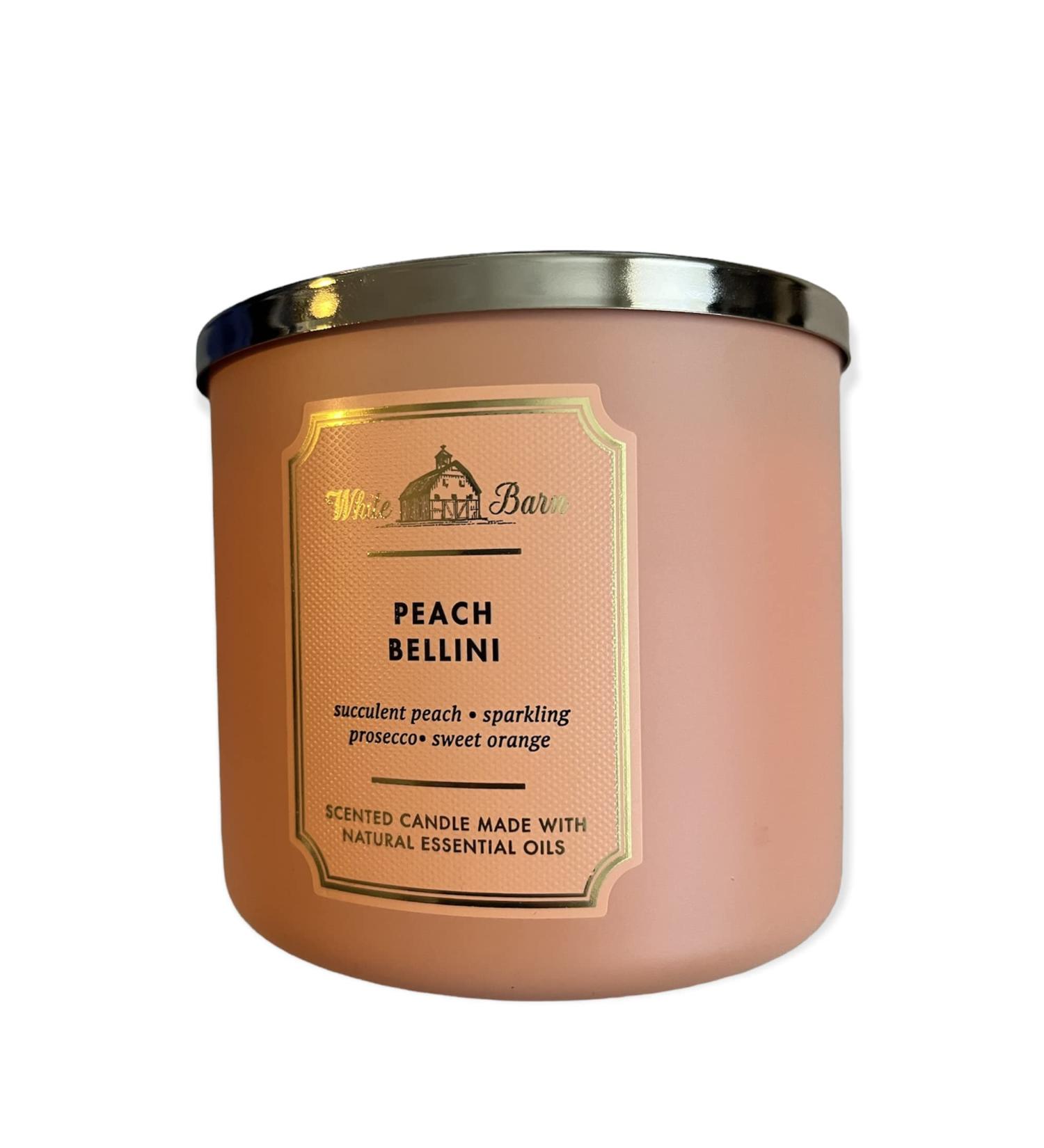 Buy Bath and Body Works White Barn 3 Wick Scented Candle Peach Bellini - 14.5 oz | Premium Essential Oils | International Shipping Available - Buy Online on GoSupps.com