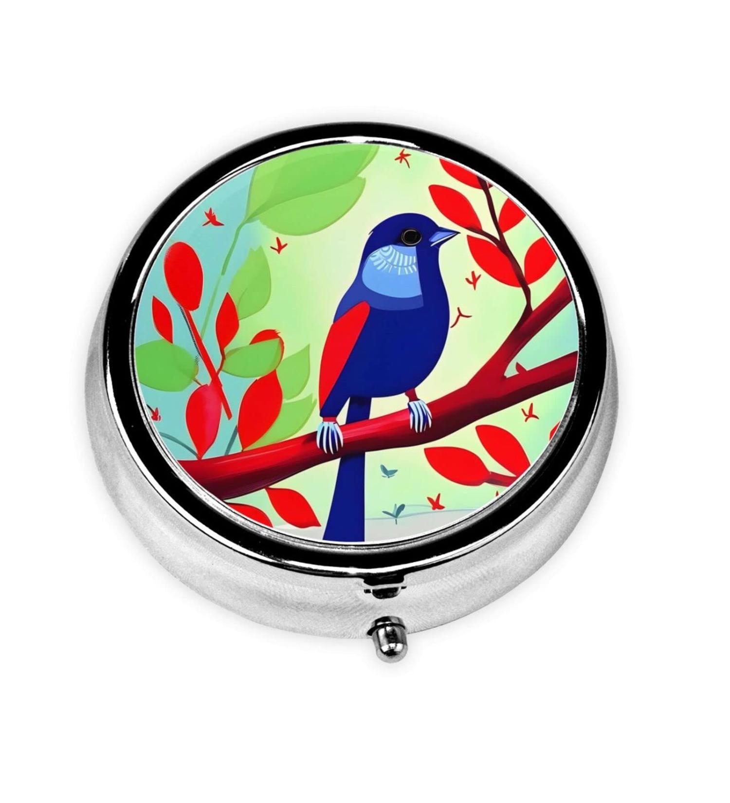 Red Leaf Birdround Pill Box - 3 Compartment Travel Organizer | Portable Pill Box for International Shipping - Buy Online on GoSupps.com