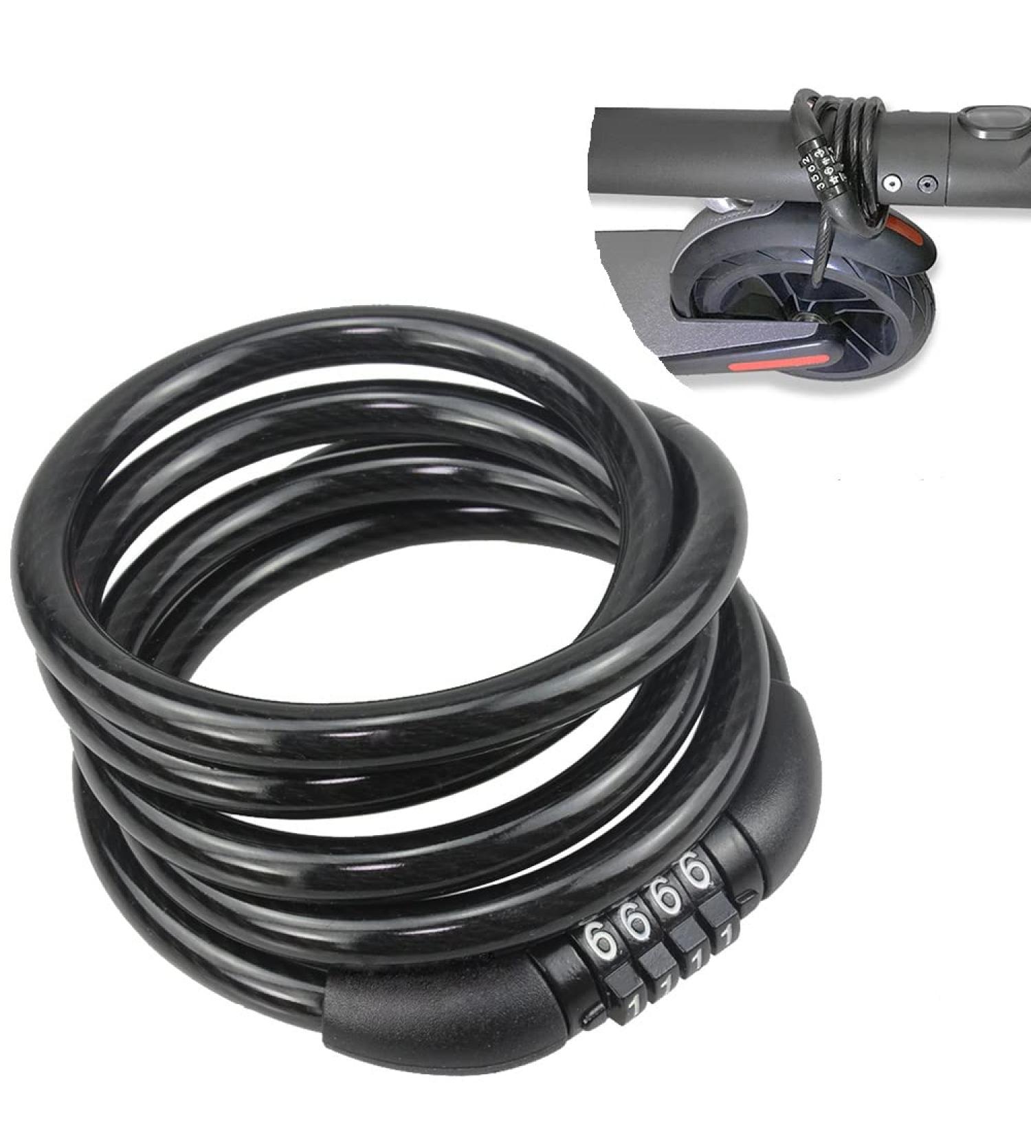 Seway Scooter Lock Cable for Xiaomi Mijia M365 & Segway Ninebot ES Series | Coiled Chain Combination Lock, 4 Ft. Long | Steel Wire, 1/3 inch | Fits M365/ES1/ES2/ES3/ES4 | Black - Buy Online on GoSupps.com
