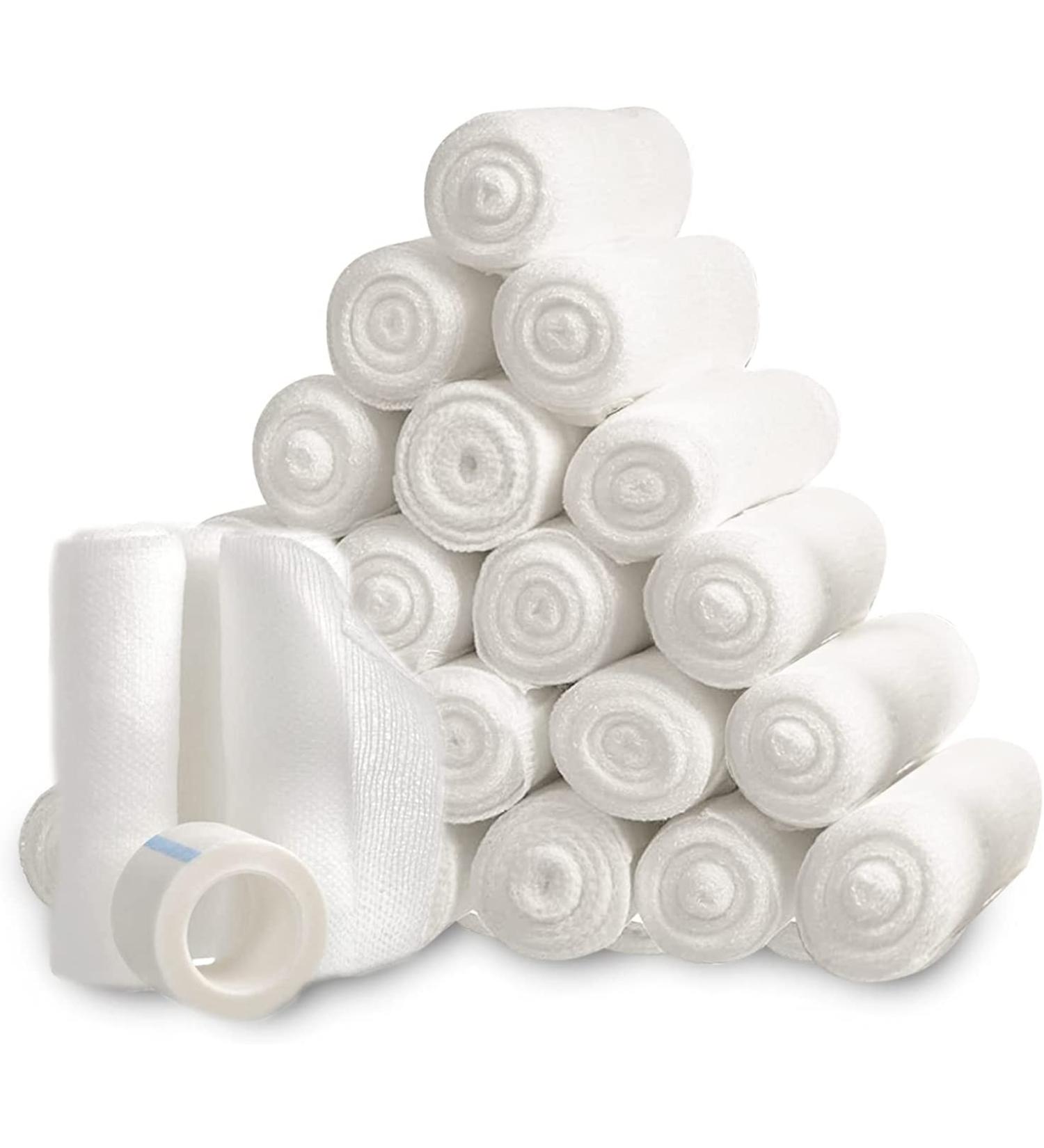 Gauze Bandage Roll with Tape - 4 Inch x 4 Yards (Pack of 24) - White Gauze Wrap for First Aid & Medical Supplies - Buy Online on GoSupps.com