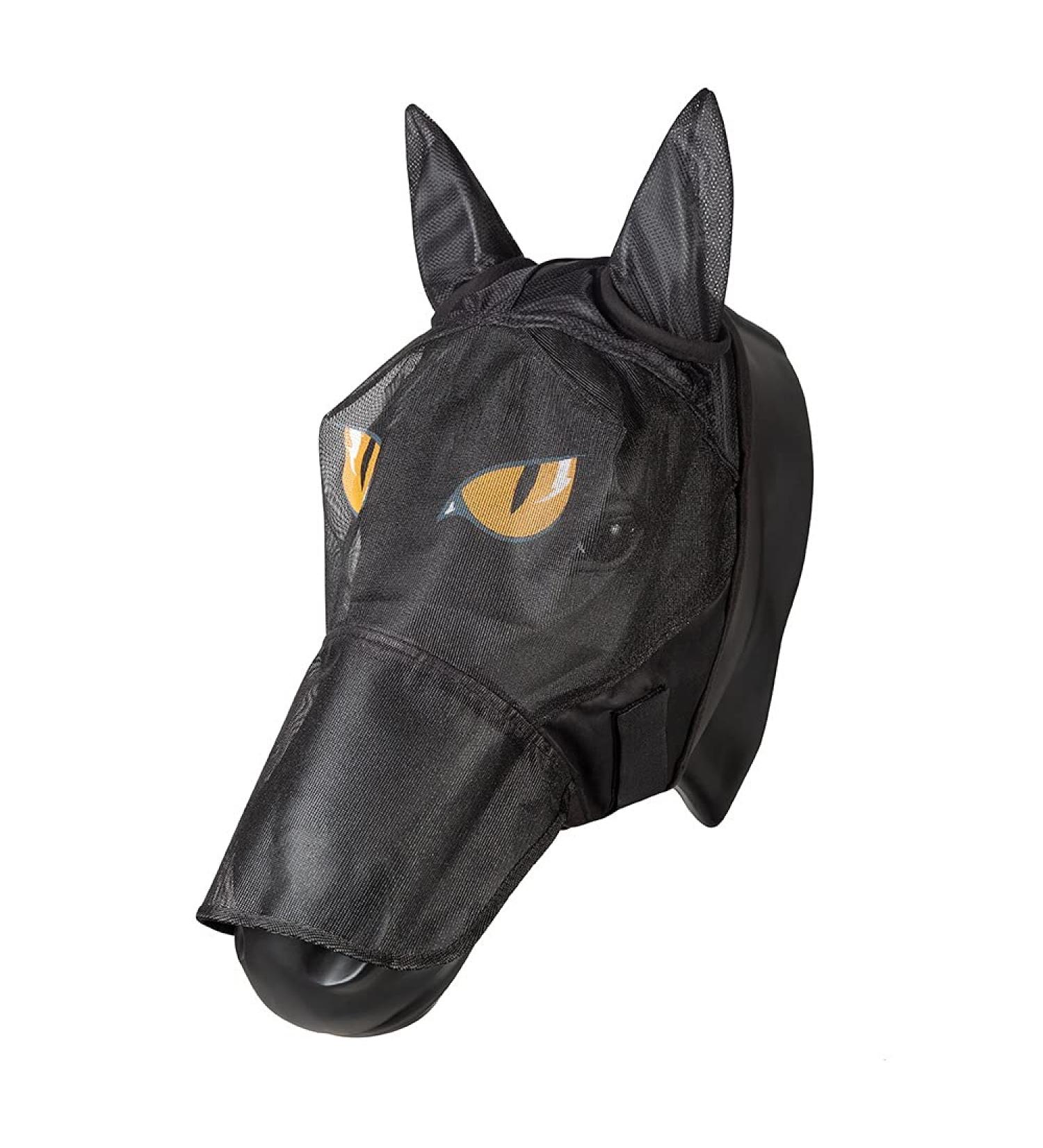 PFIFF 101013 Fly Mask Face Mask with Motif for Horses Fly Protection Black-Curry Pony/S