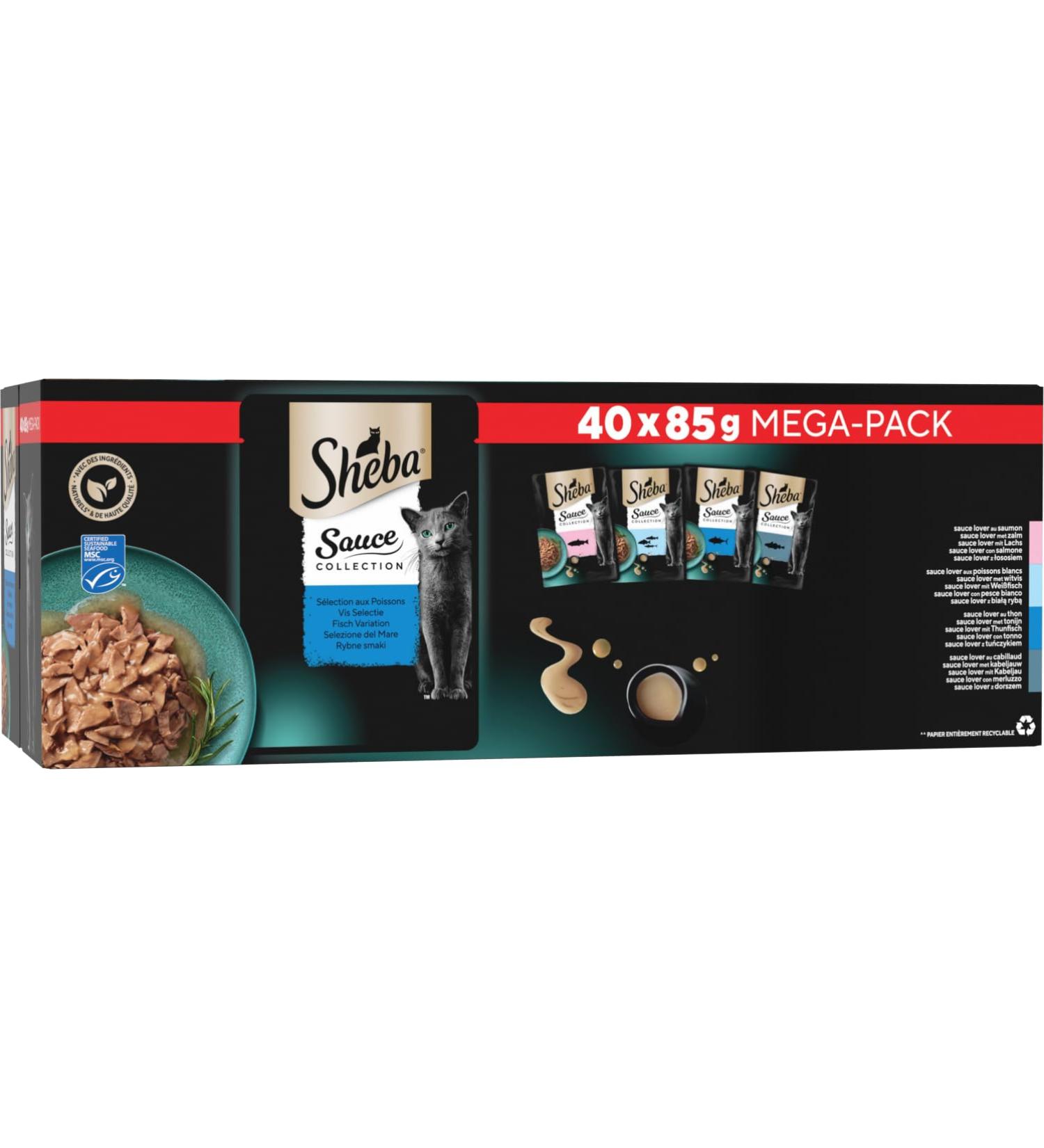 Sheba Sauce Collection Fresh Sachets Wet Food Fish Selection for Adult Cat 4 Varieties 40x85g - Buy Online on GoSupps.com