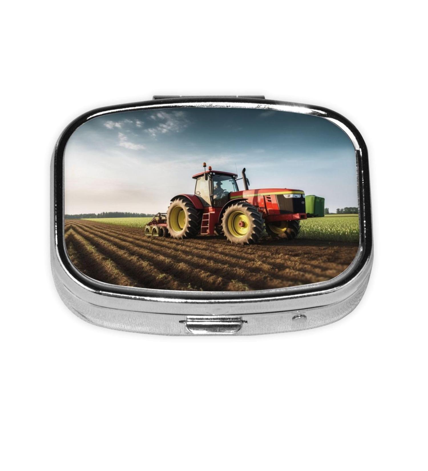 Tractor Farm Pill Case - 2 Compartment Cute Travel Pill Box for Purse & Pocket | Ideal Gift Organizer - Buy Online on GoSupps.com