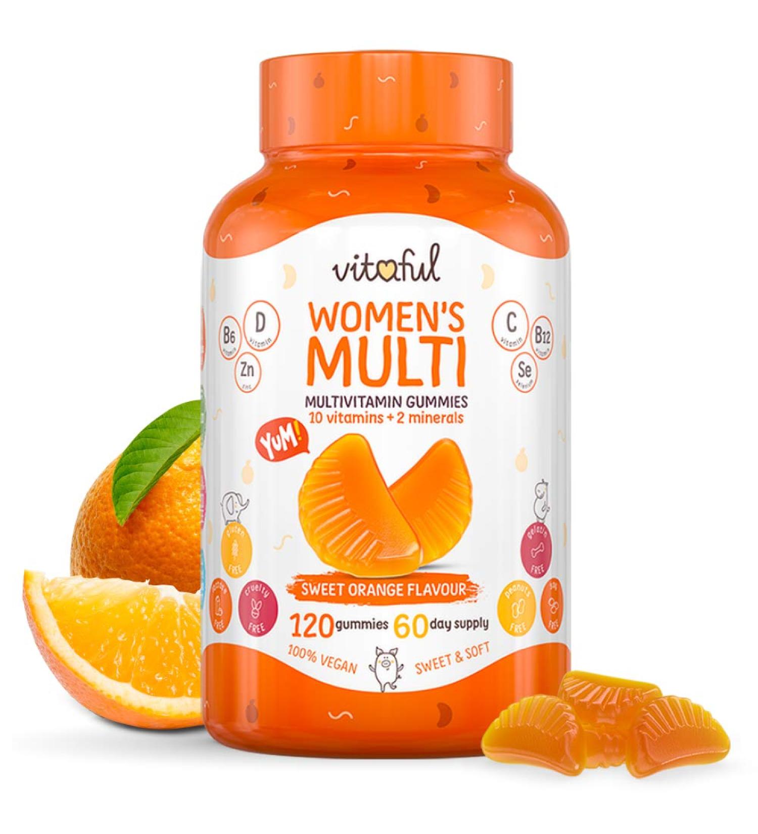 VITAFUL Women's Multi - Multivitamin Gummies for Women - Immunity & Energy Boost - 13 Vitamins Zinc & Selenium - Dietary Supplement - 120 Gummies 2 Month Dose - 100% Vegan - Buy Online on GoSupps.com