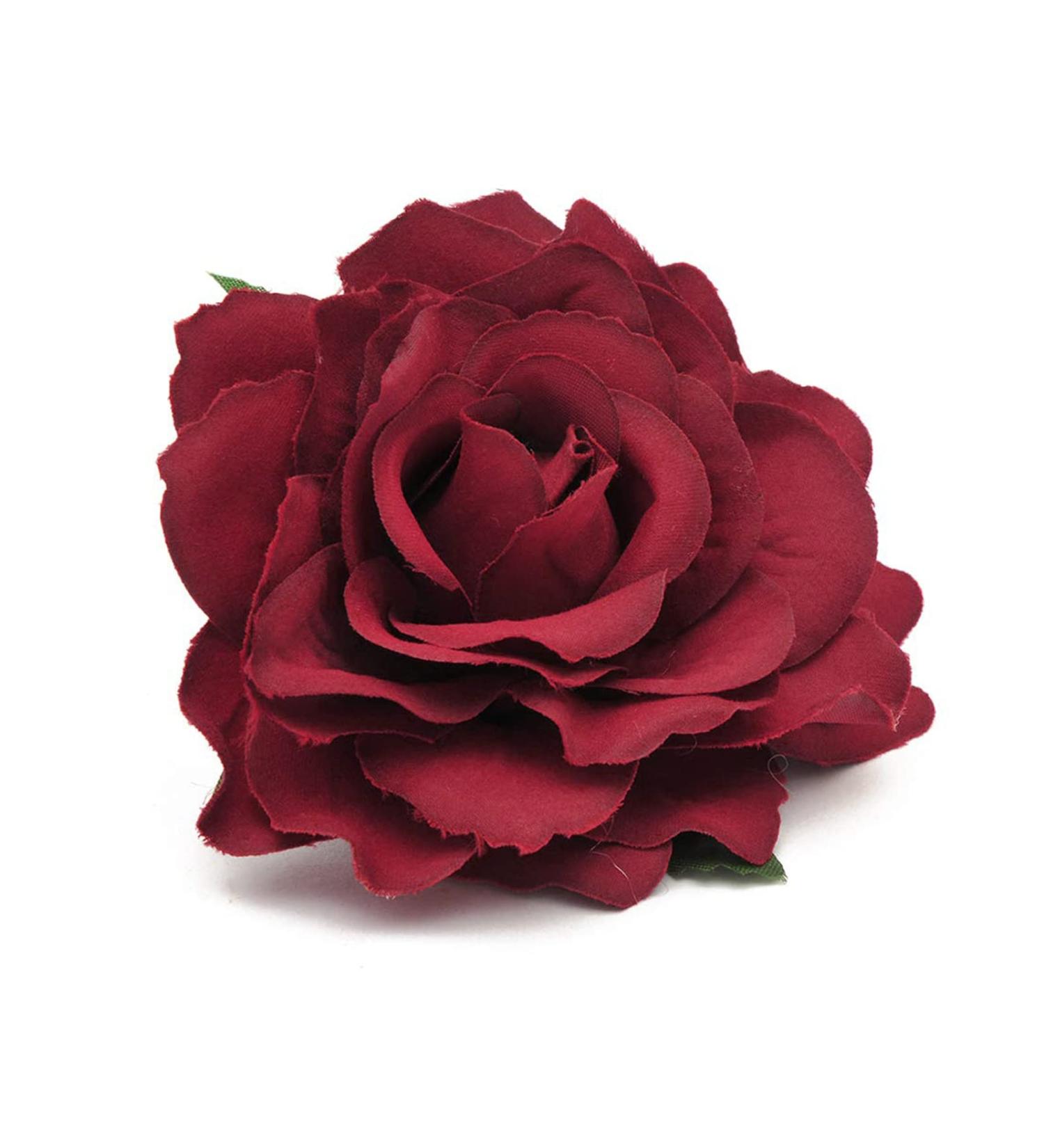 HOLY KT Dark Red Velvet Rose Flower Wreath Clip & Pin - Handmade Bride Women Hair Accessory for Flamenco Dancer - Deep Red (3.9in) - Buy Online on GoSupps.com