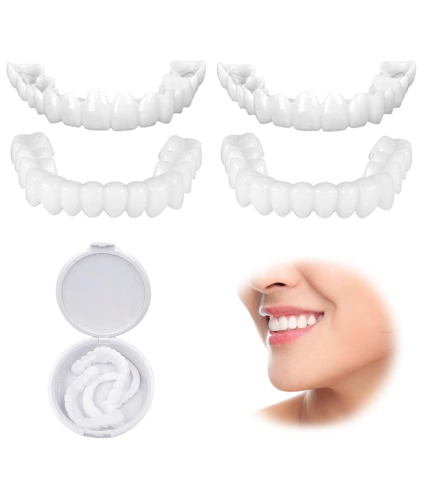 2 Pairs Artificial Teeth - Brighten Cosmetic Veneers for Men & Women | Immediate Dentures & Plug-In Solutions - Buy Online on GoSupps.com