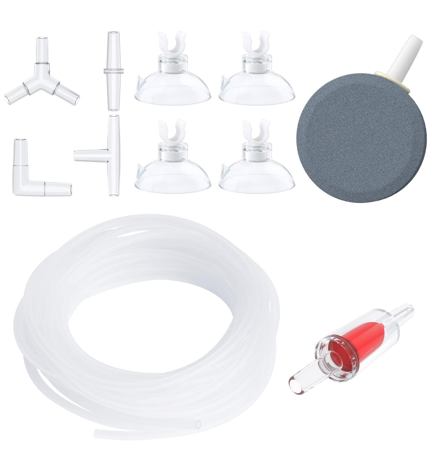 Pawfly Aquarium Air Hose Set | Standard Air Pump Accessories with Air Stone Suction Cups & Check Valve | 4/6mm 2m for Optimal Aquarium Ventilation - Buy Online on GoSupps.com